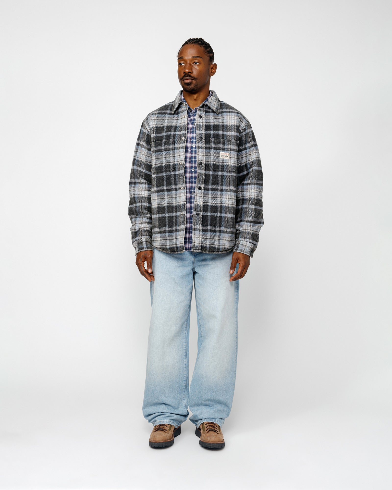 HEAVY WASHED PLAID SHIRT BLUE