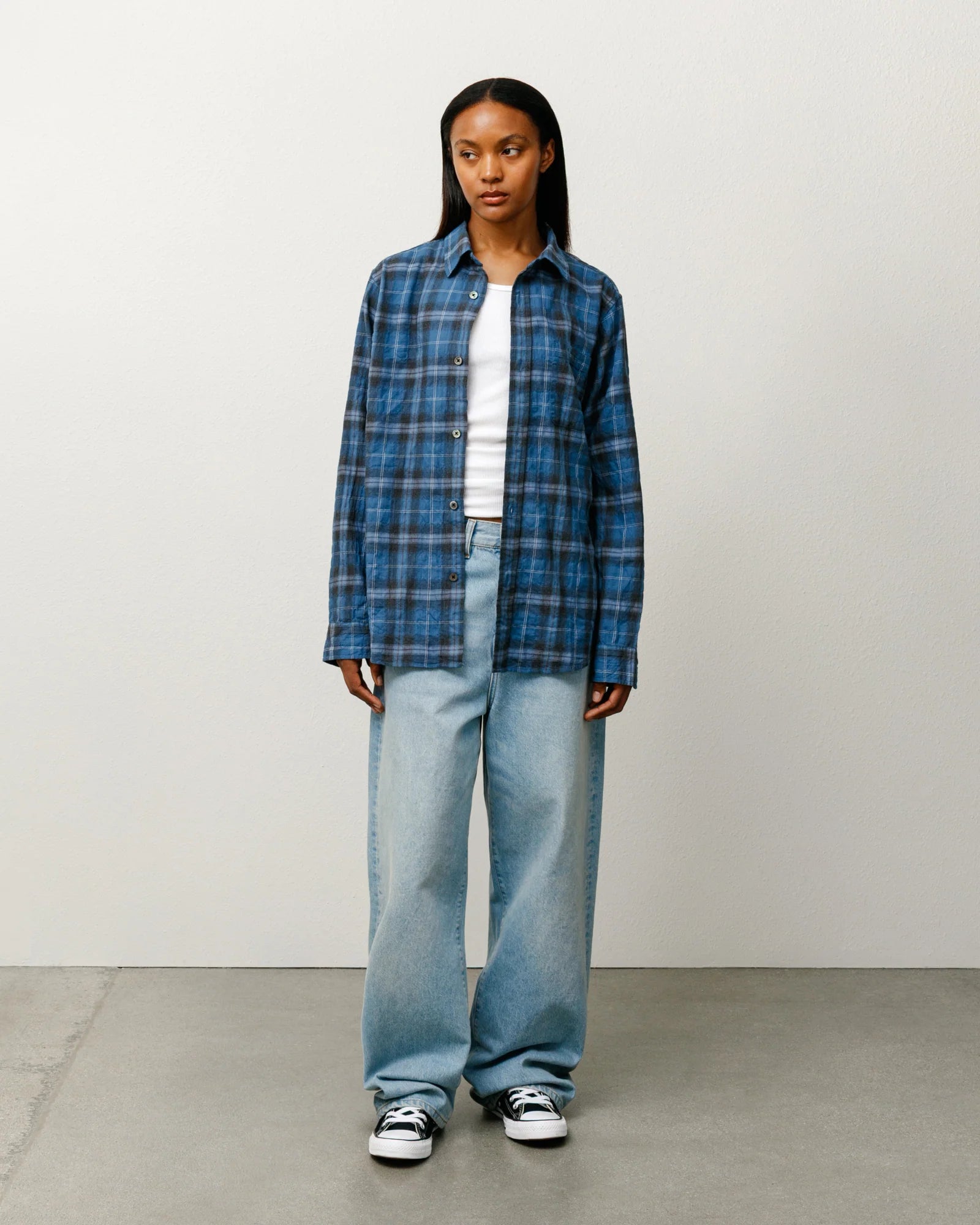 BEACH PLAID SHIRT BLUE