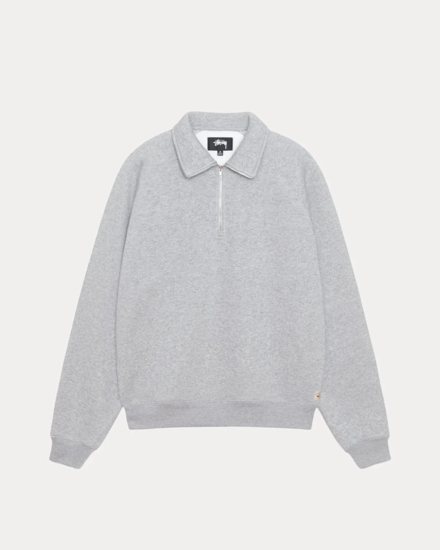 FLEECE RAGLAN ZIP MOCK GREAY HEATHER
