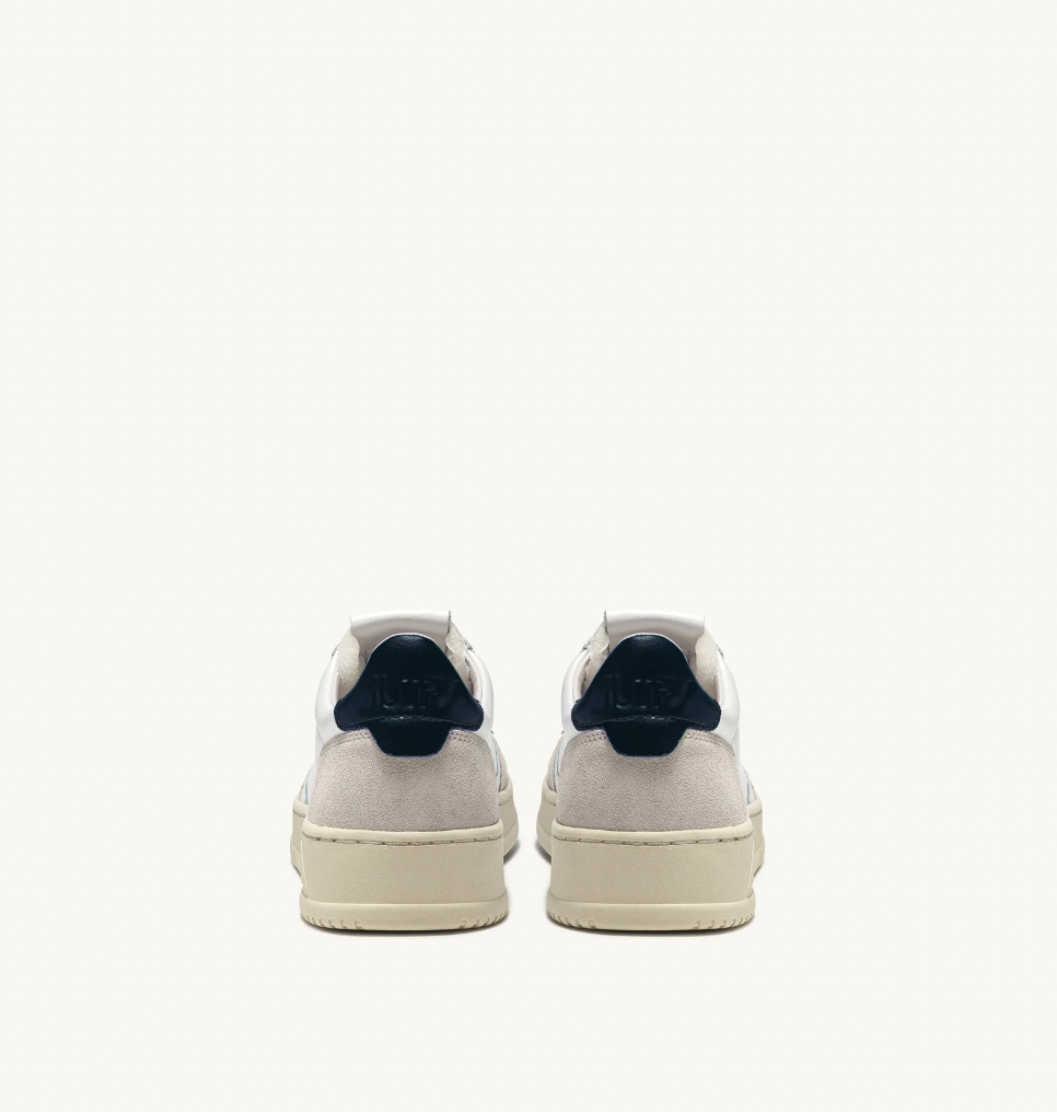 MEDALIST LOW SNEAKERS IN WHITE AND BLUE LEATHER AND BEIGE SUEDE