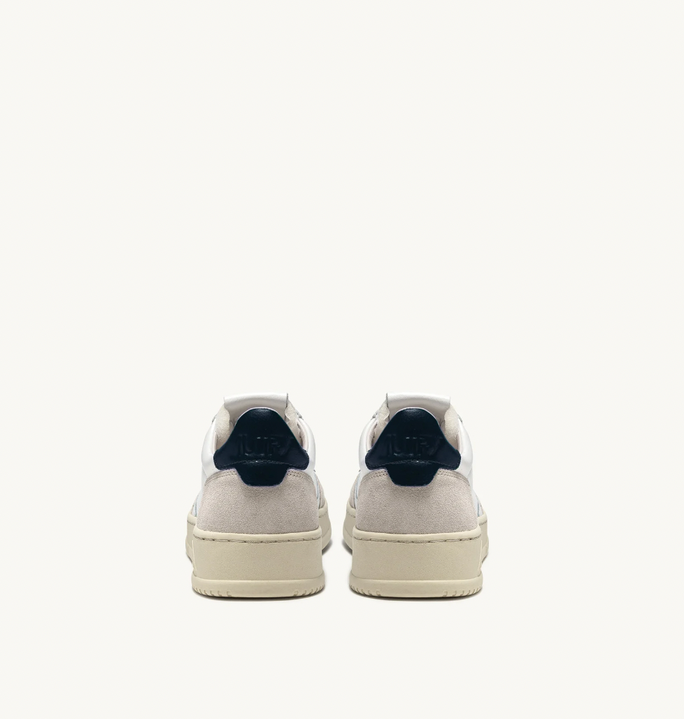 MEDALIST LOW SNEAKERS IN WHITE AND BLUE LEATHER AND BEIGE SUEDE