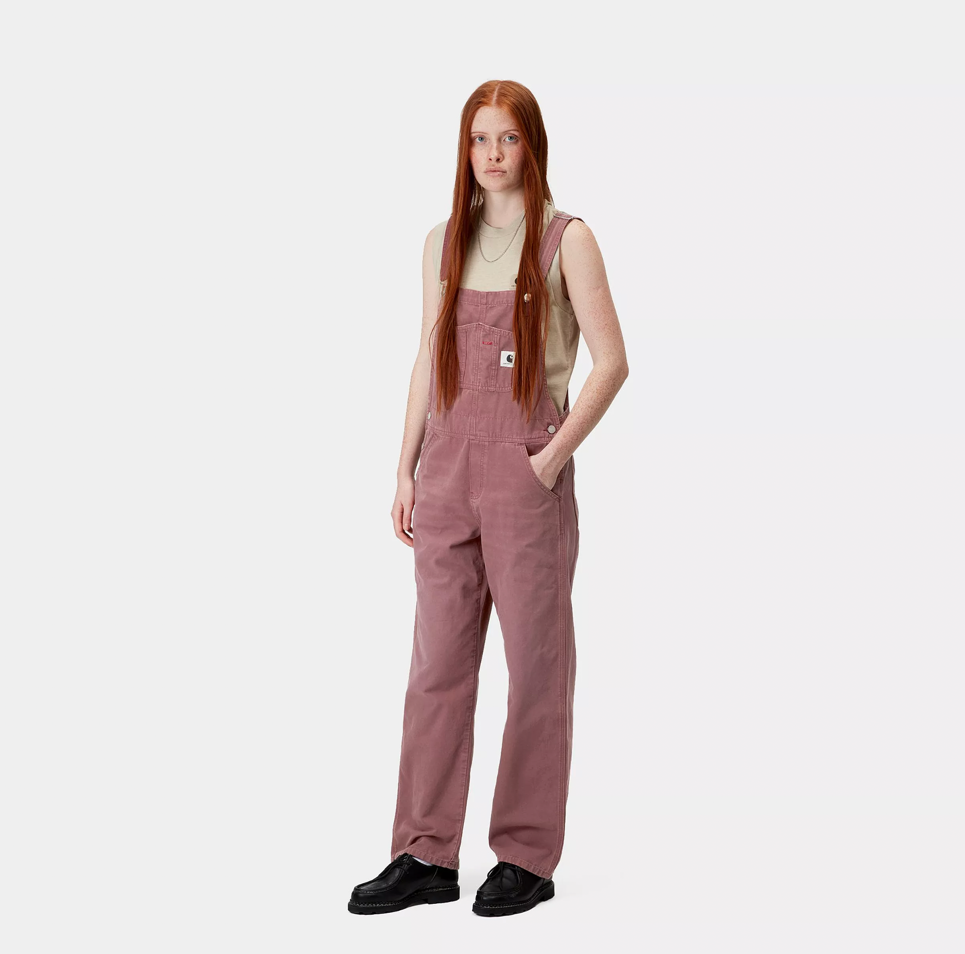 W' Bib Overall Straight dusky pink