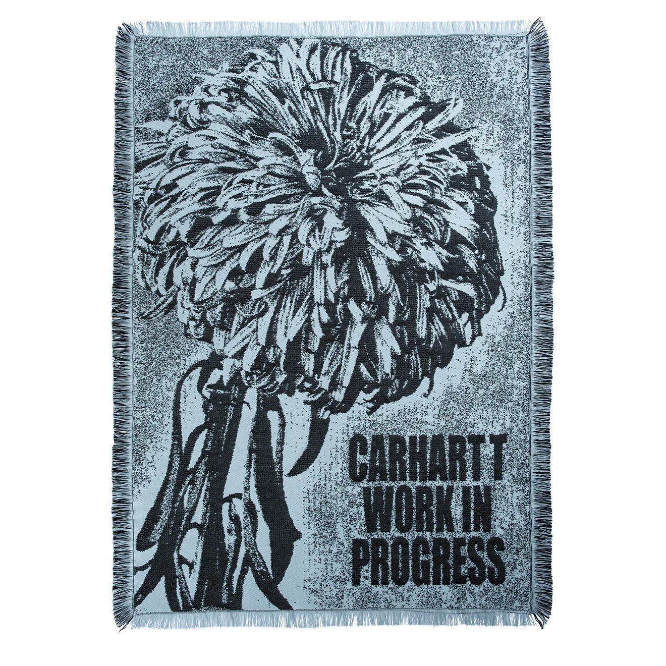 Chrysanthemum Woven Blanket Misty Sky / Black