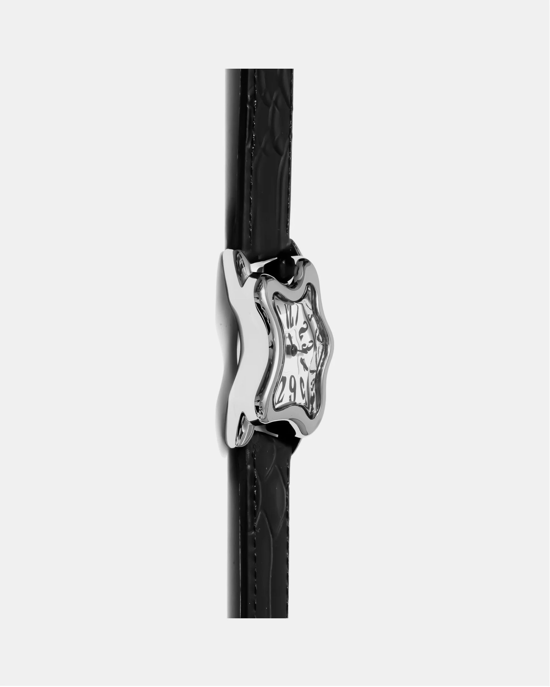 Laphont Ooblong Watch Silver Case Black Band White Dial