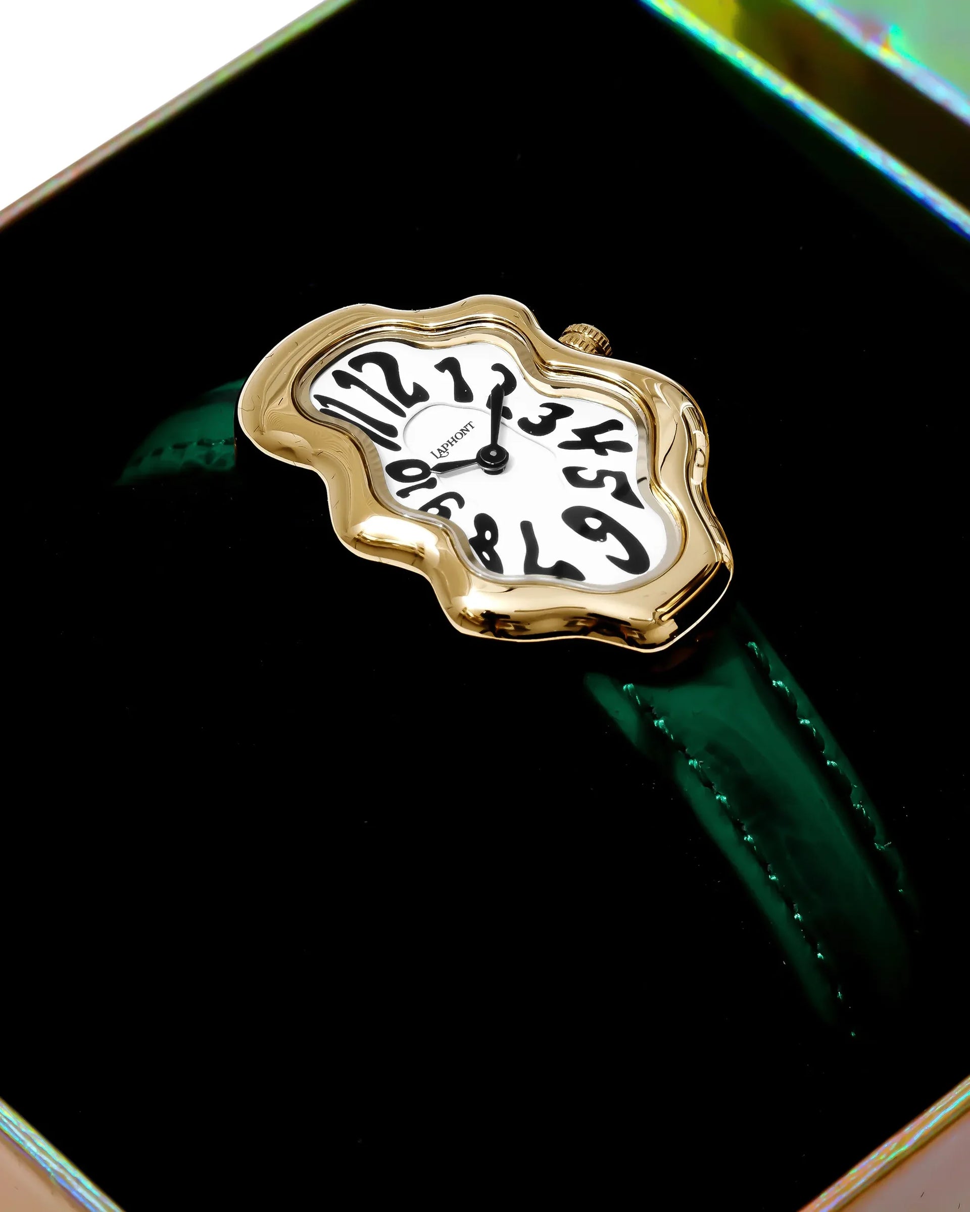 Laphont Mirage Watch Gold Case Green Band White Dial
