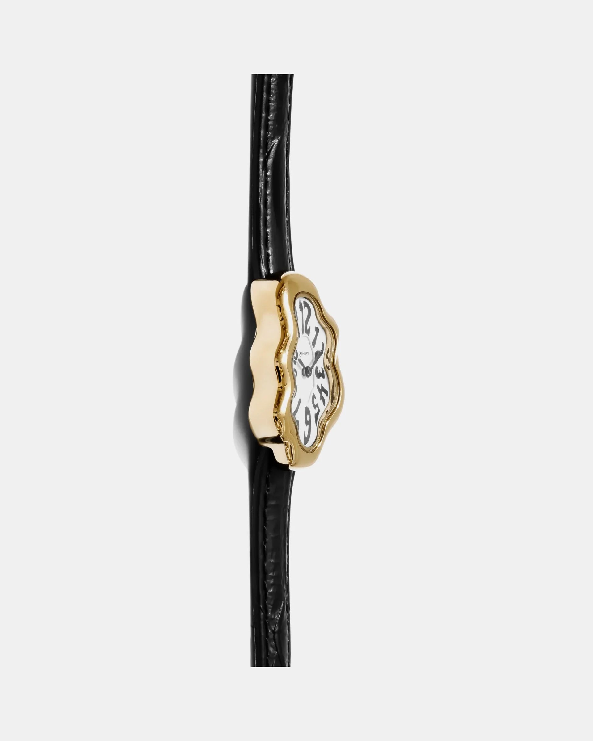 Laphont Mirage Watch Gold Case Black Band White Dial