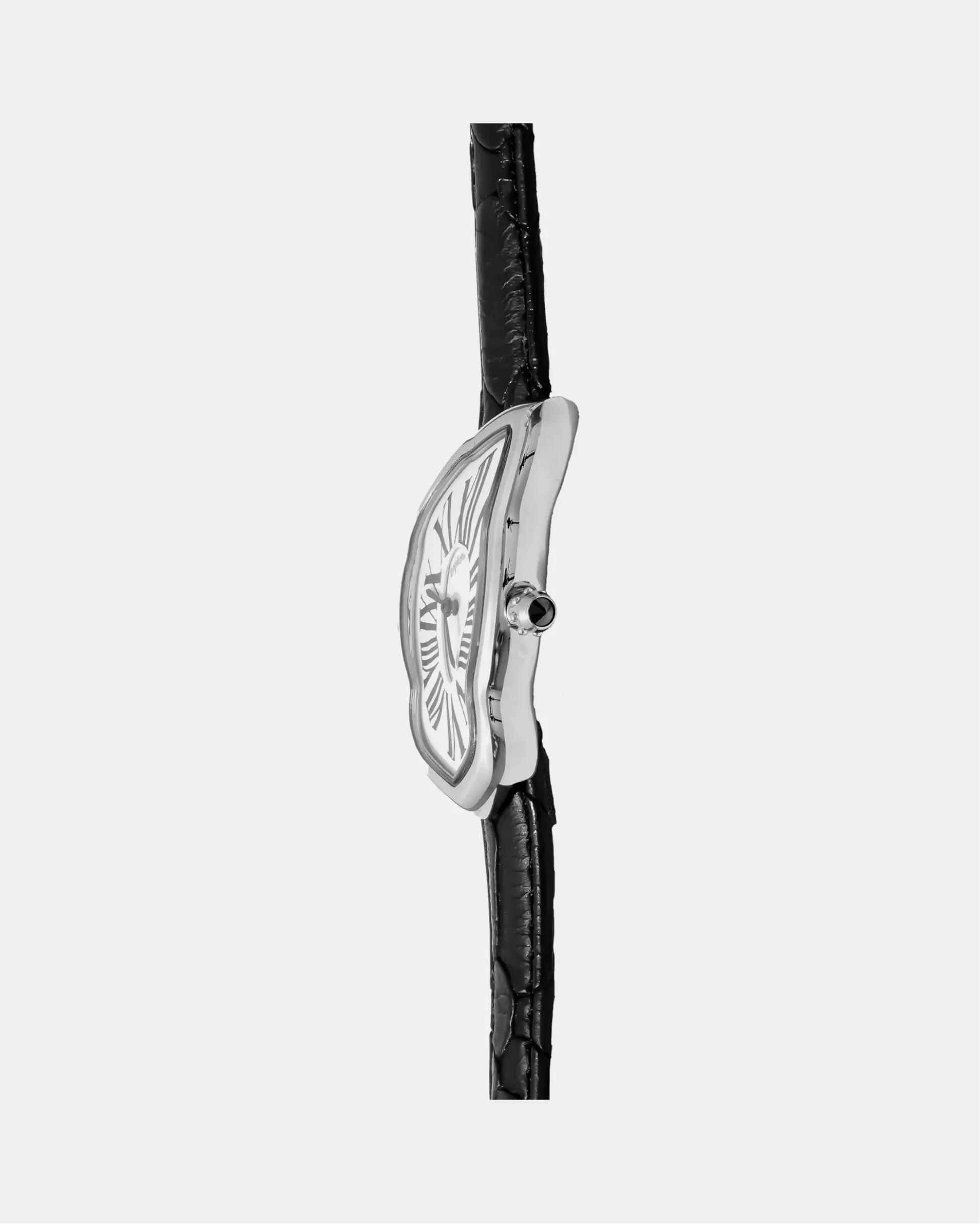 Laphont Melting Watch Slim Silver Case Women Band Black