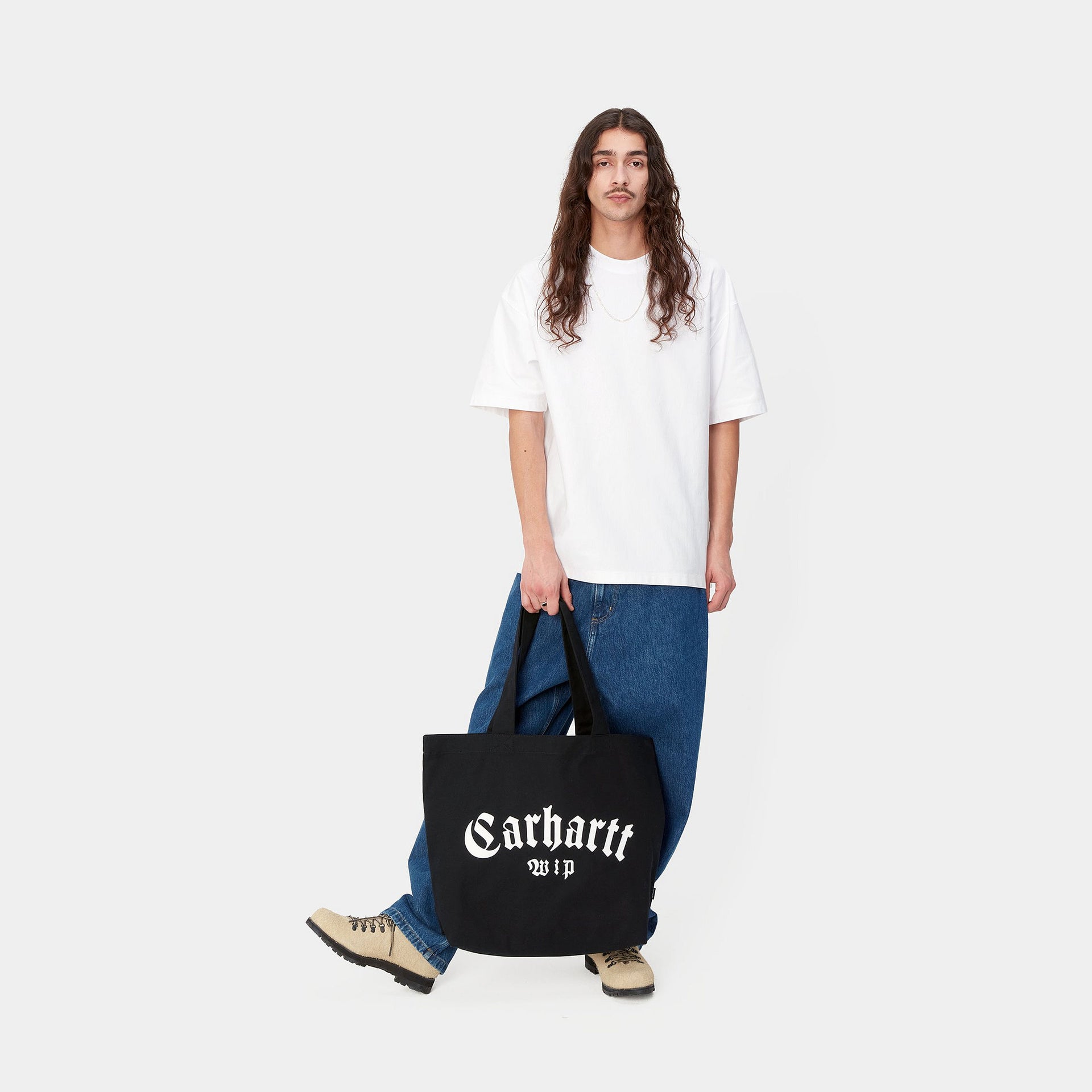 Canvas Graphic Tote Large Onyx Print Black