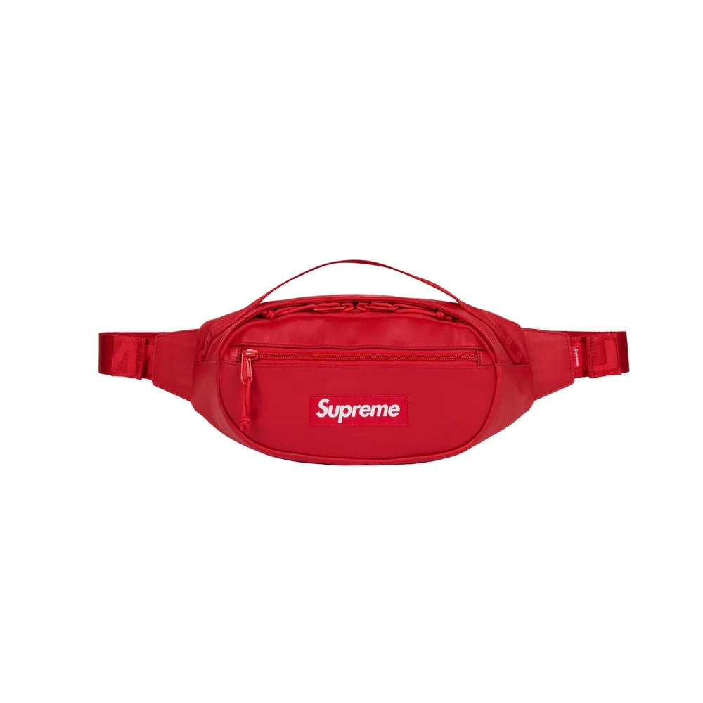 Supreme Leather Waist Bag Red