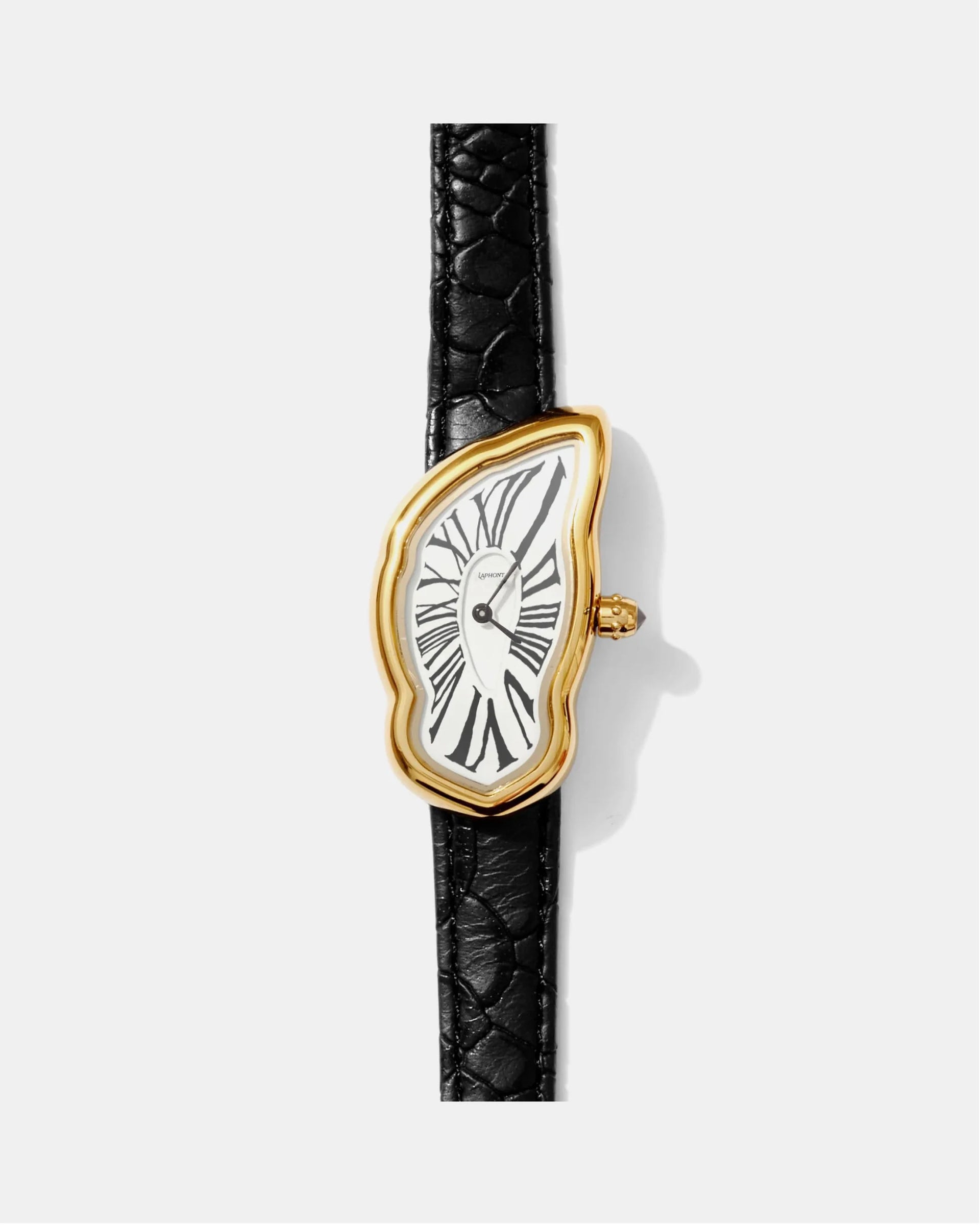 Laphont Melting Watch Slim Gold Case Women Band Black