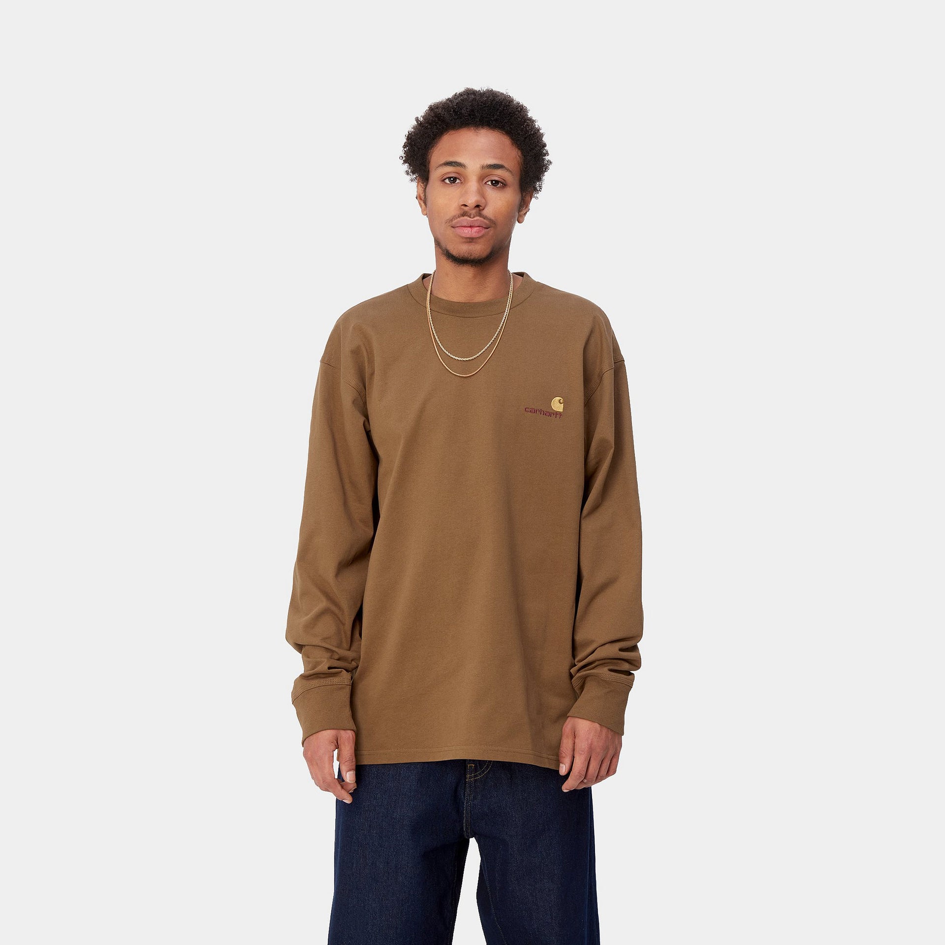 L/S American Script T-Shirt Hamilton Brown