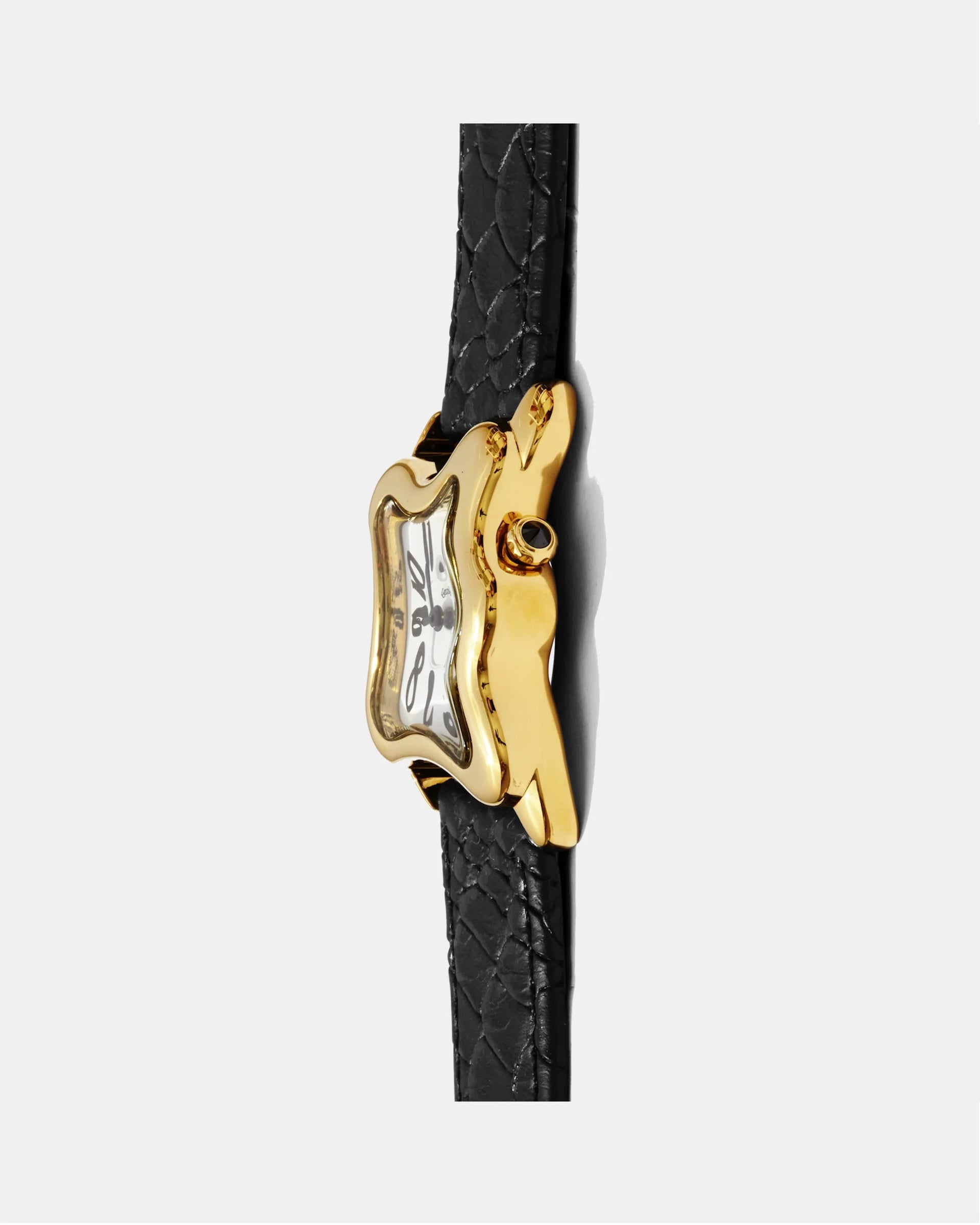 Laphont Ooblong Watch Gold Case Black Band White Dial