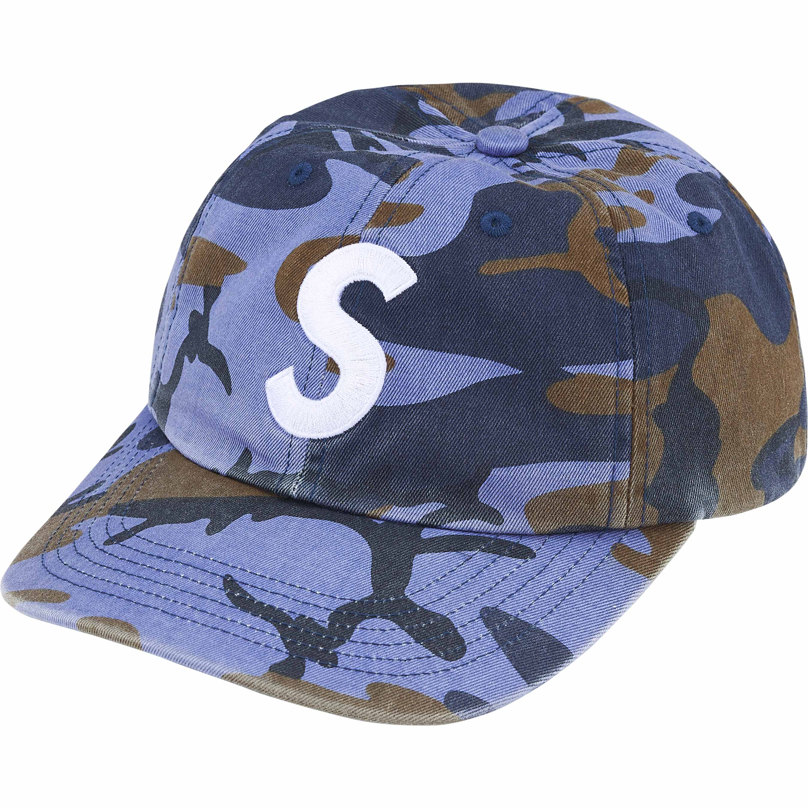 PIGMENT COATED S LOGO 6-PANEL BLUE CAMO