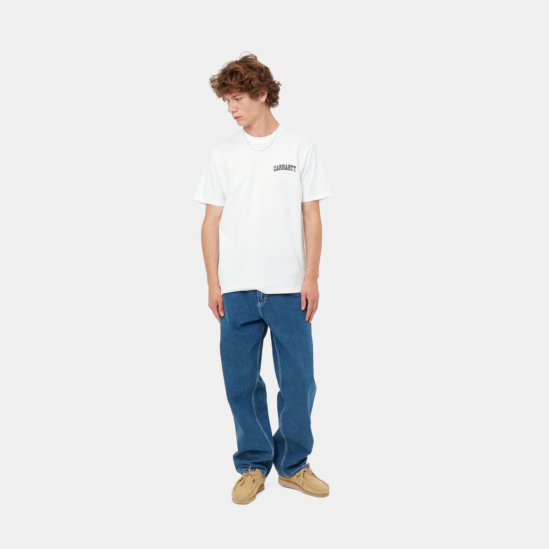 S/S University Script T-Shirt White / Black