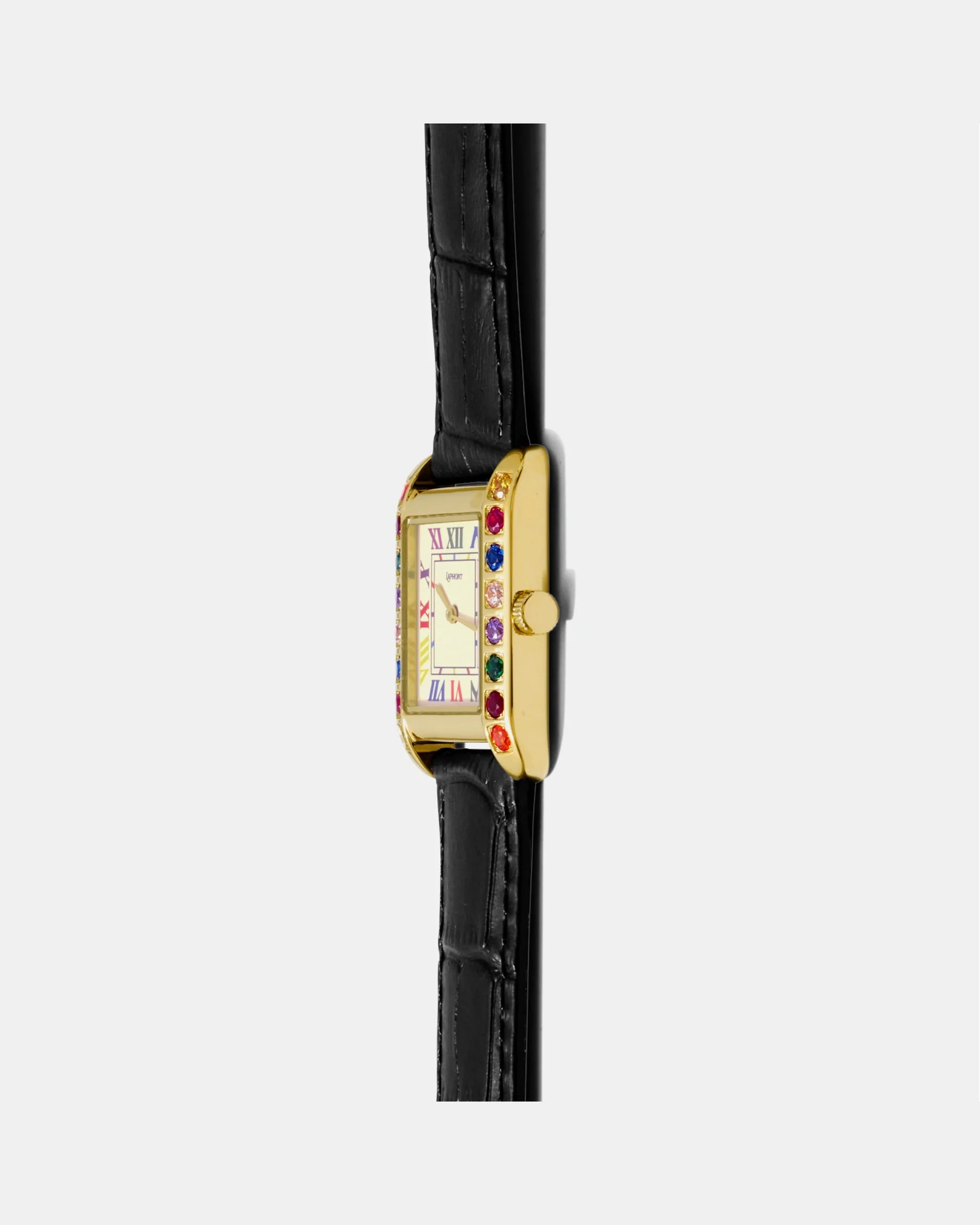 Laphont Gem Watch Large Gold Case Multicolour Number Dial