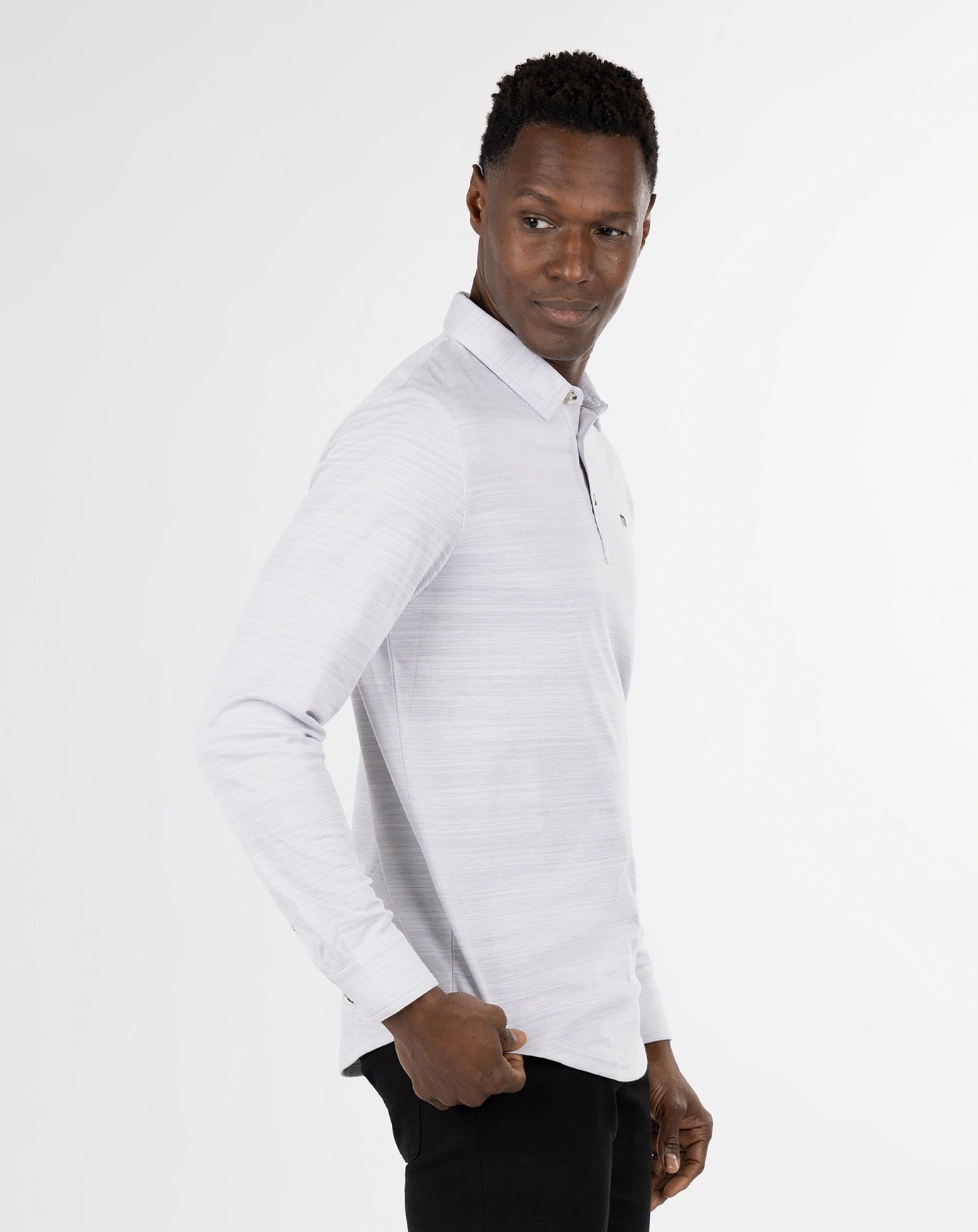 Herondale Long Sleeve Polo Heather Light Grey Heather Light Grey