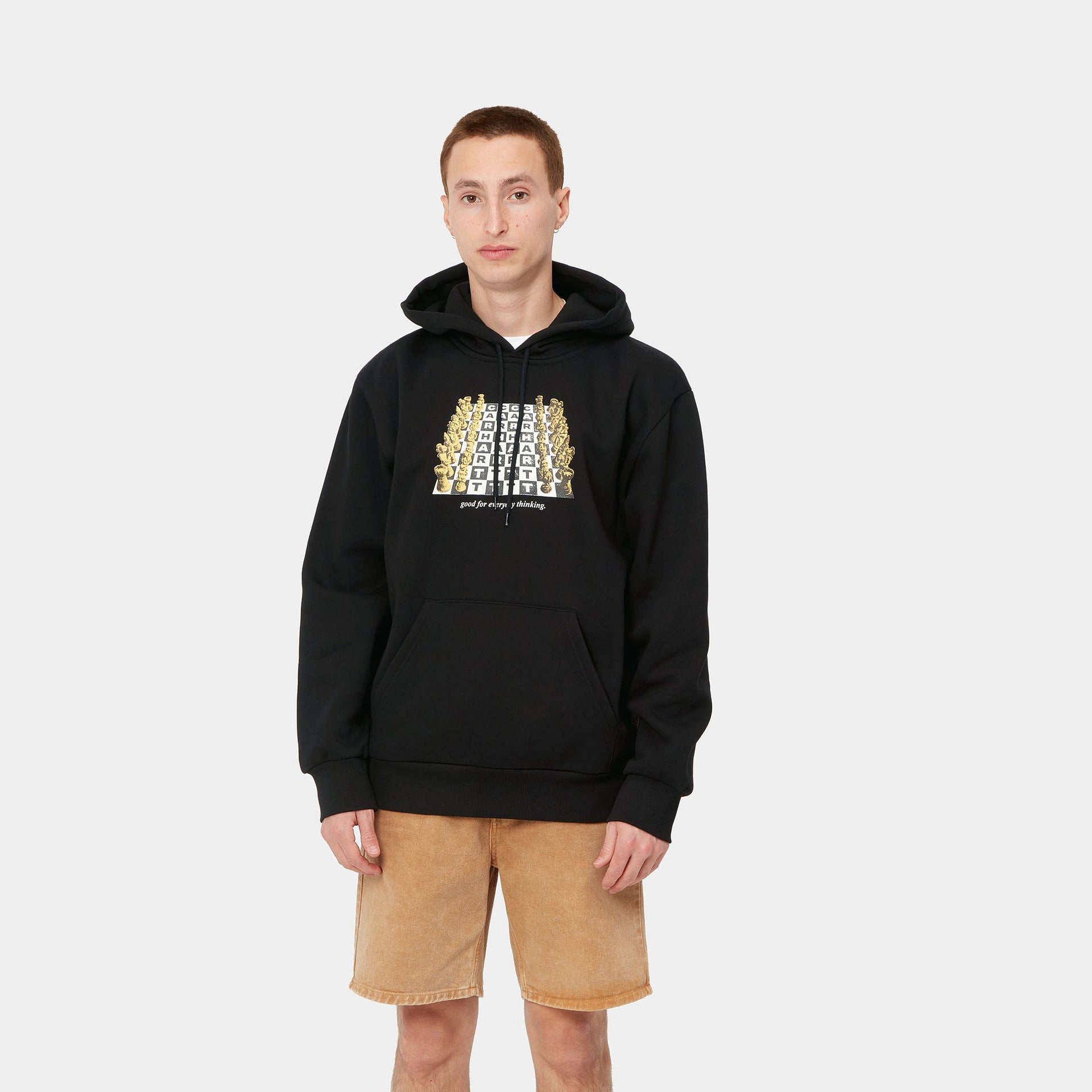 Hooded Chessboard Sweat Black