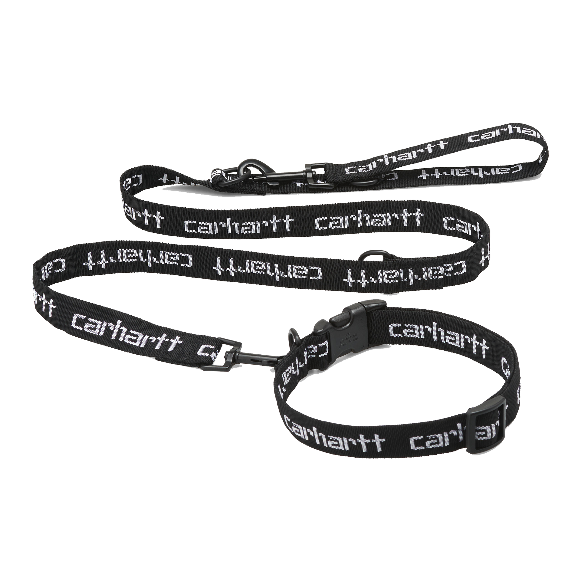 Script Dog Leash & Collar Black