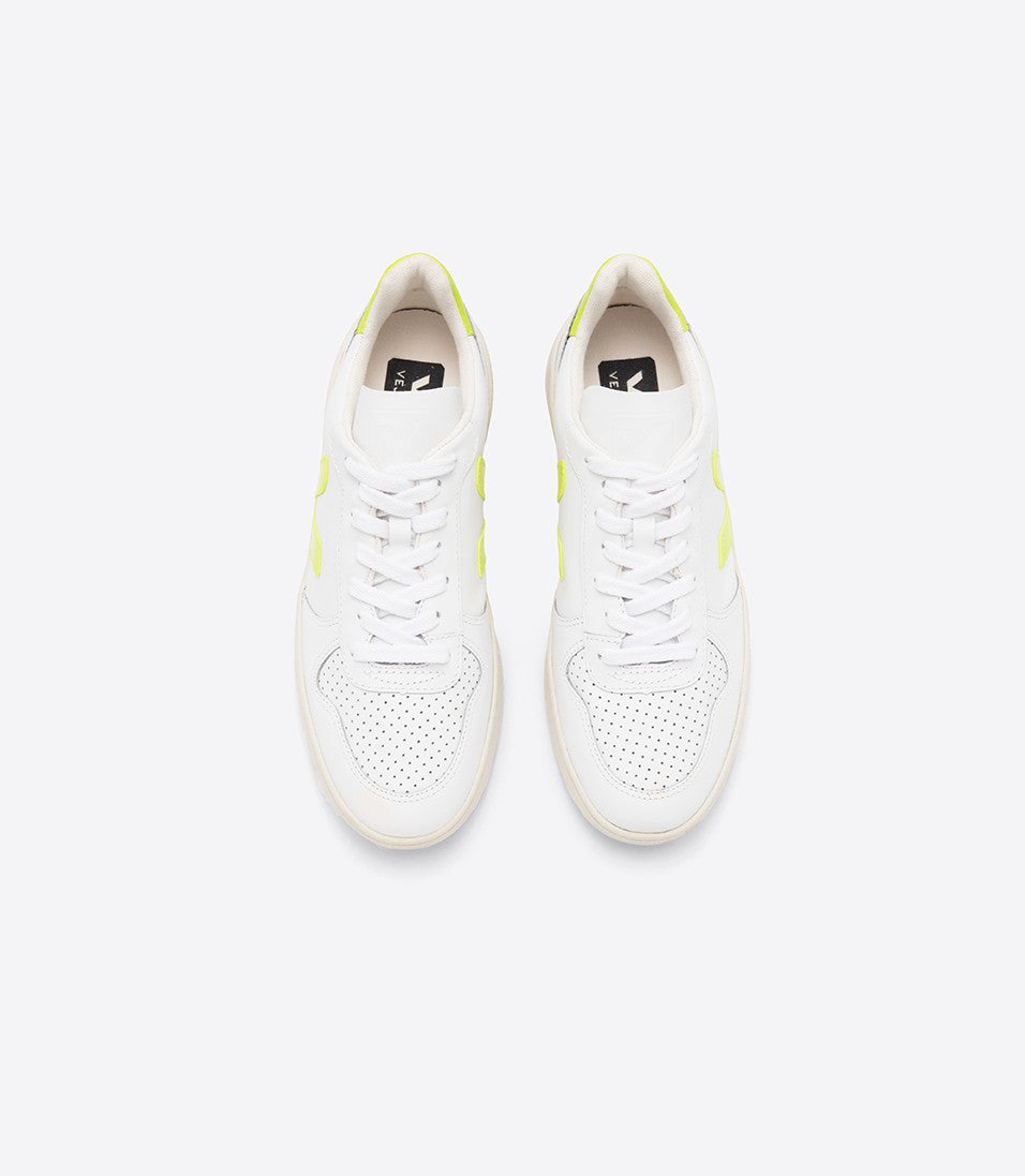 Zapatilla V-10 Leather Extra White Jaune Fluo