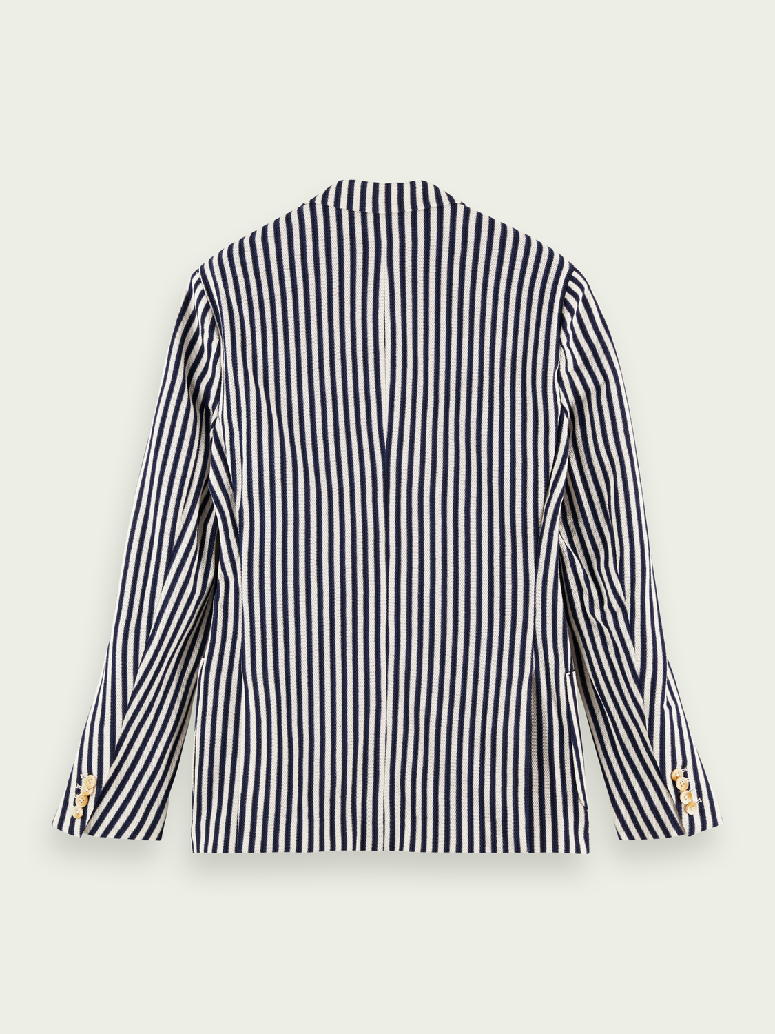 Striped Single Breasted Organic Cotton Pique Blazer