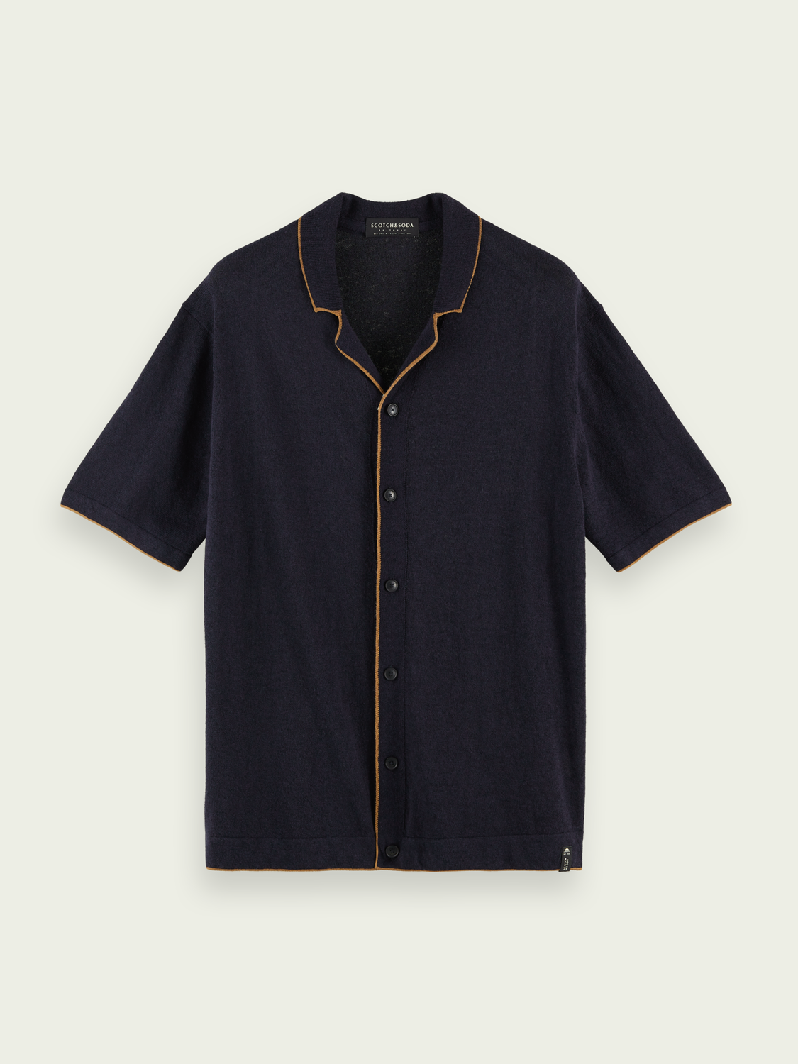 Knitted Linen-blend Shortsleeve Shirt
