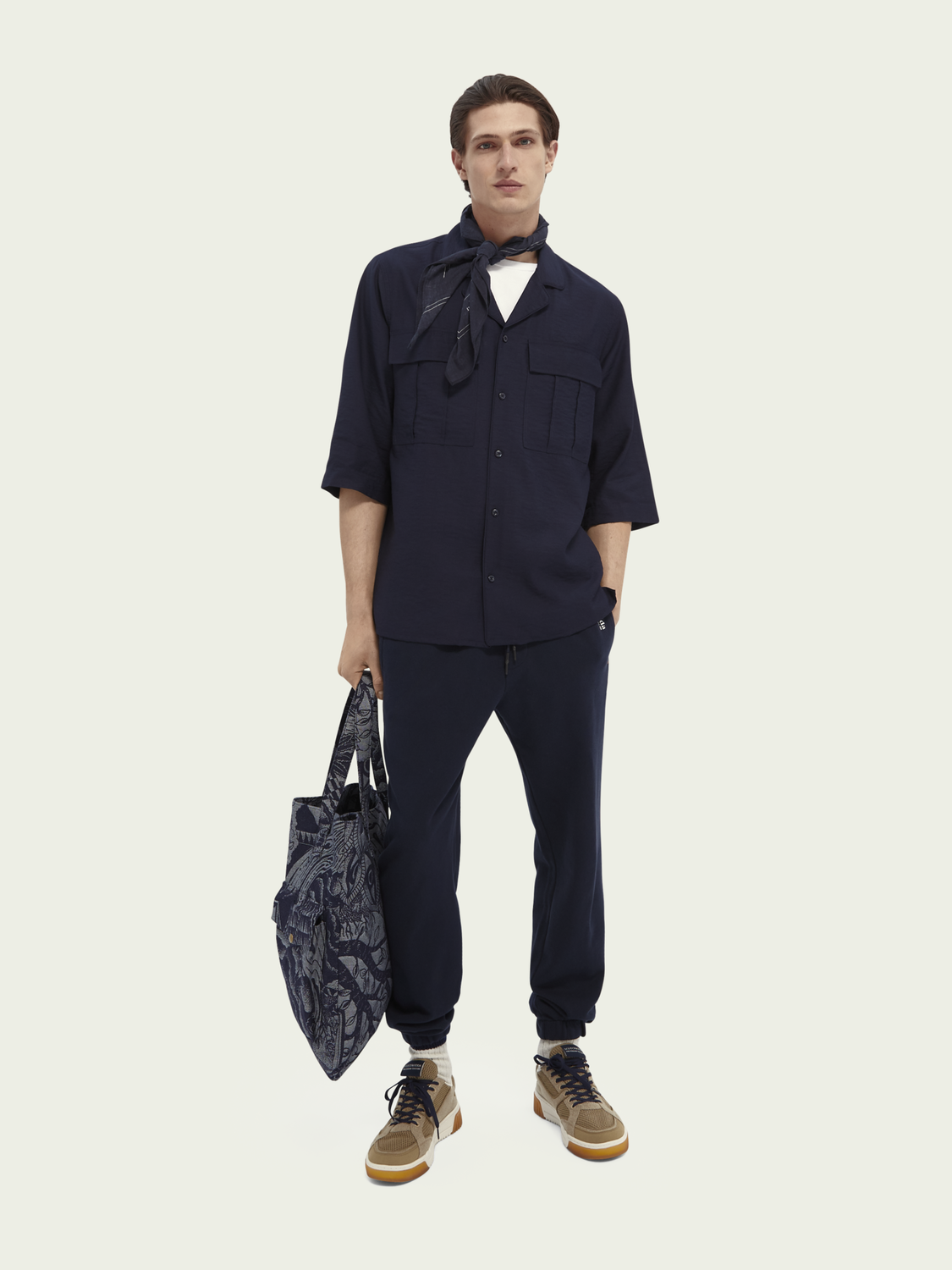 Viscose-blend Shortsleeve Shirt Navy