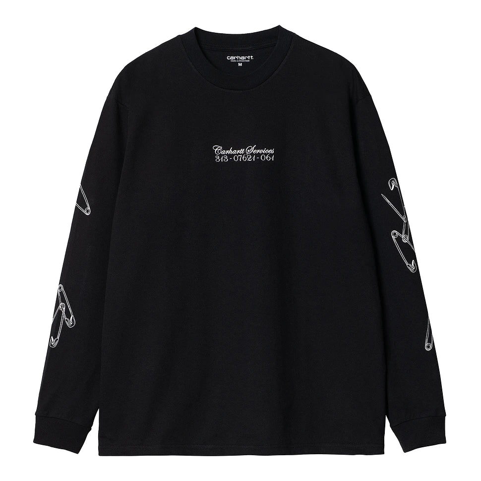 L/S Safety Pin T-Shirt Black White