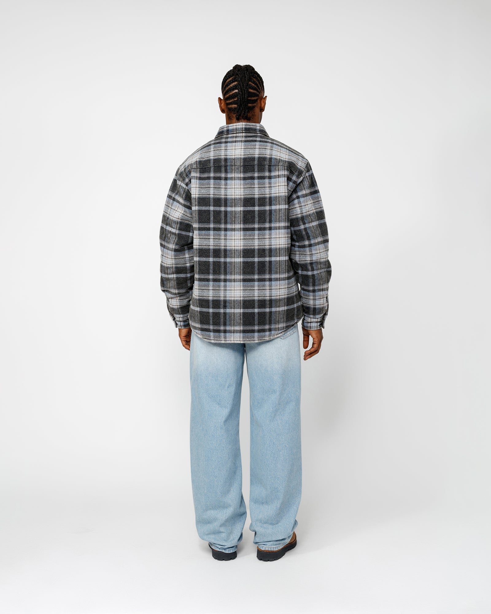 HEAVY WASHED PLAID SHIRT BLUE