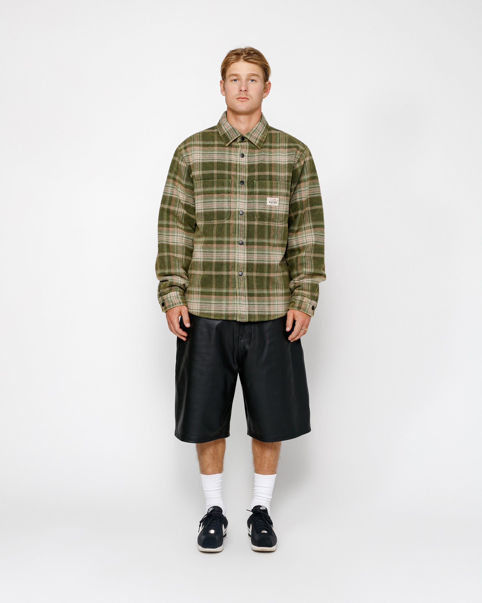 HEAVY WASHED PLAID SHIRT GREEN