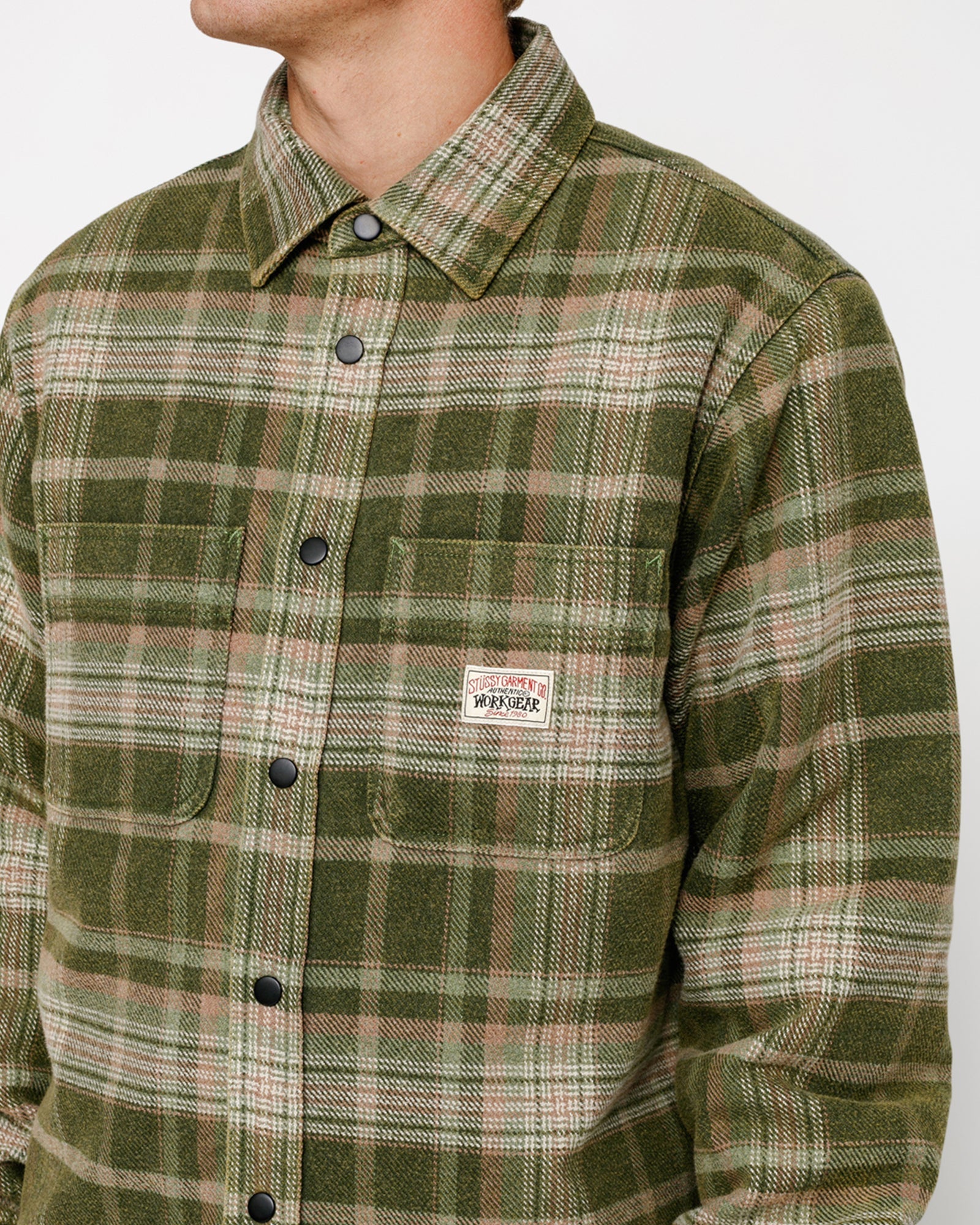 HEAVY WASHED PLAID SHIRT GREEN