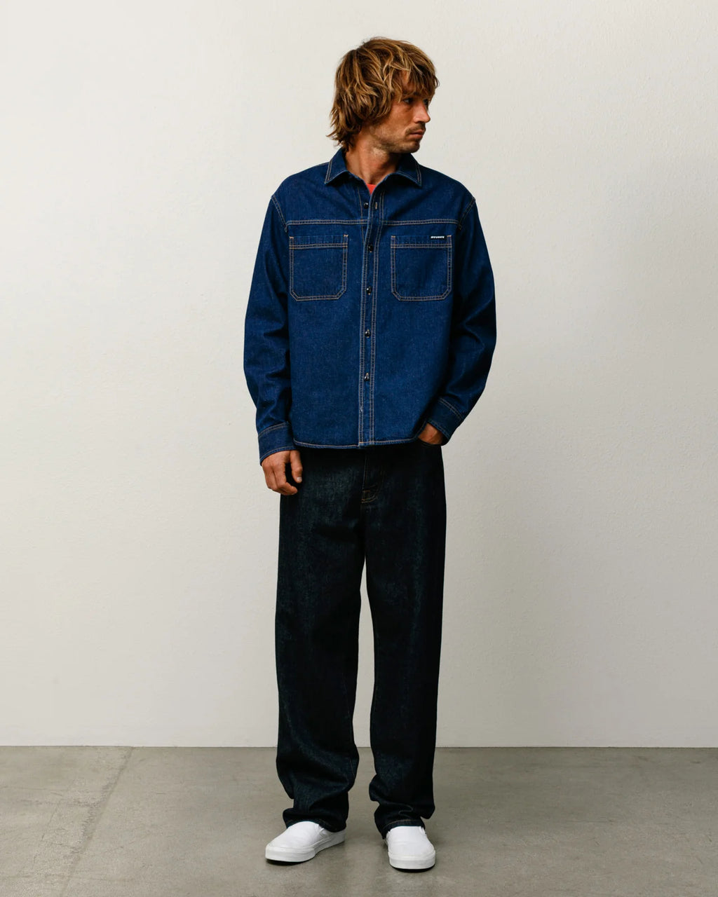 WORK DENIM SHIRT, DARK DENIM