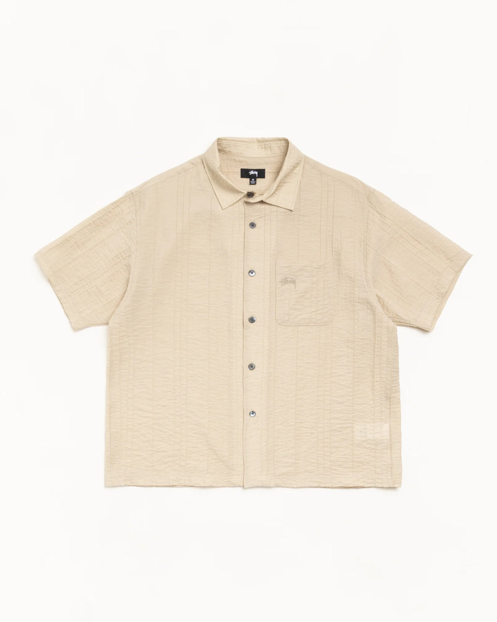 PLEATED TEXTURED SHIRT TAN