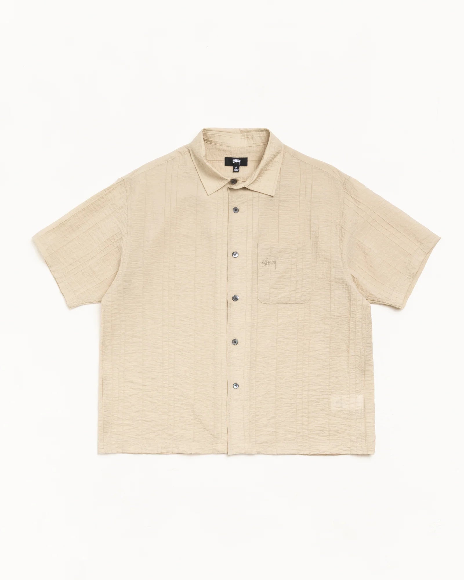 PLEATED TEXTURED SHIRT TAN