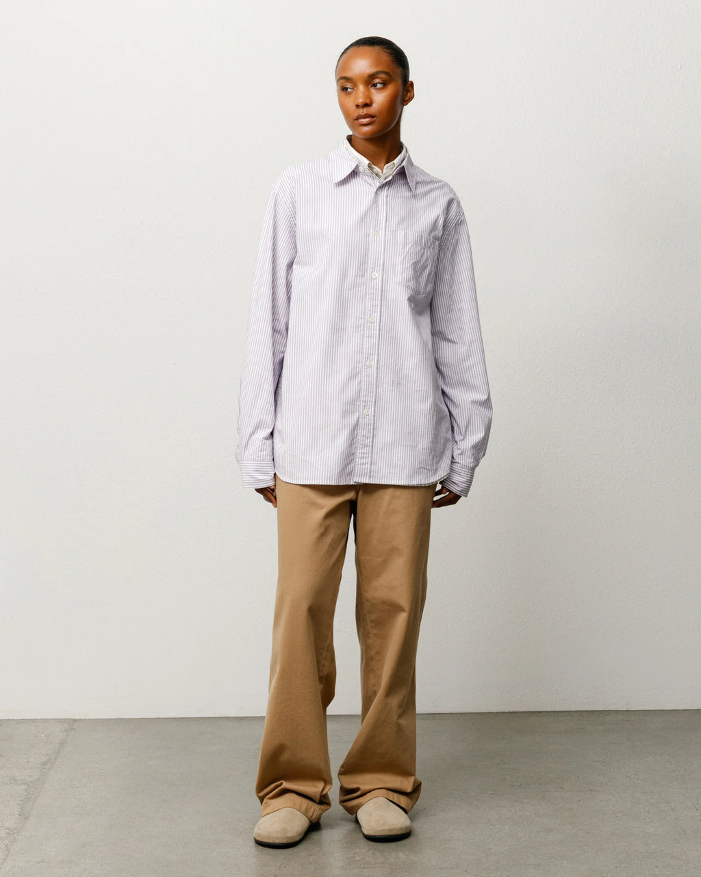 STANDARD LS SHIRT PURPLE STRIPE
