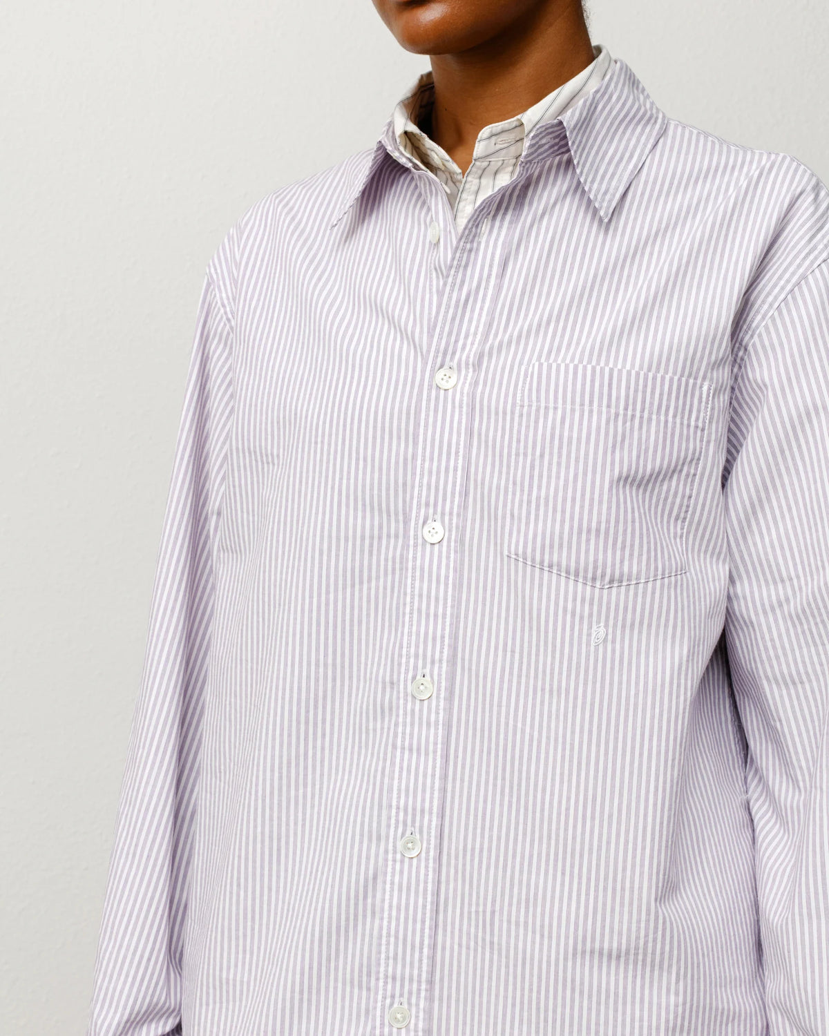 STANDARD LS SHIRT PURPLE STRIPE