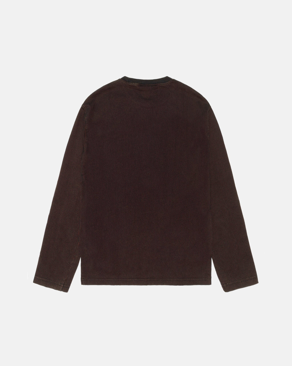 2TONE COTTON MESH LS CREW BLACK