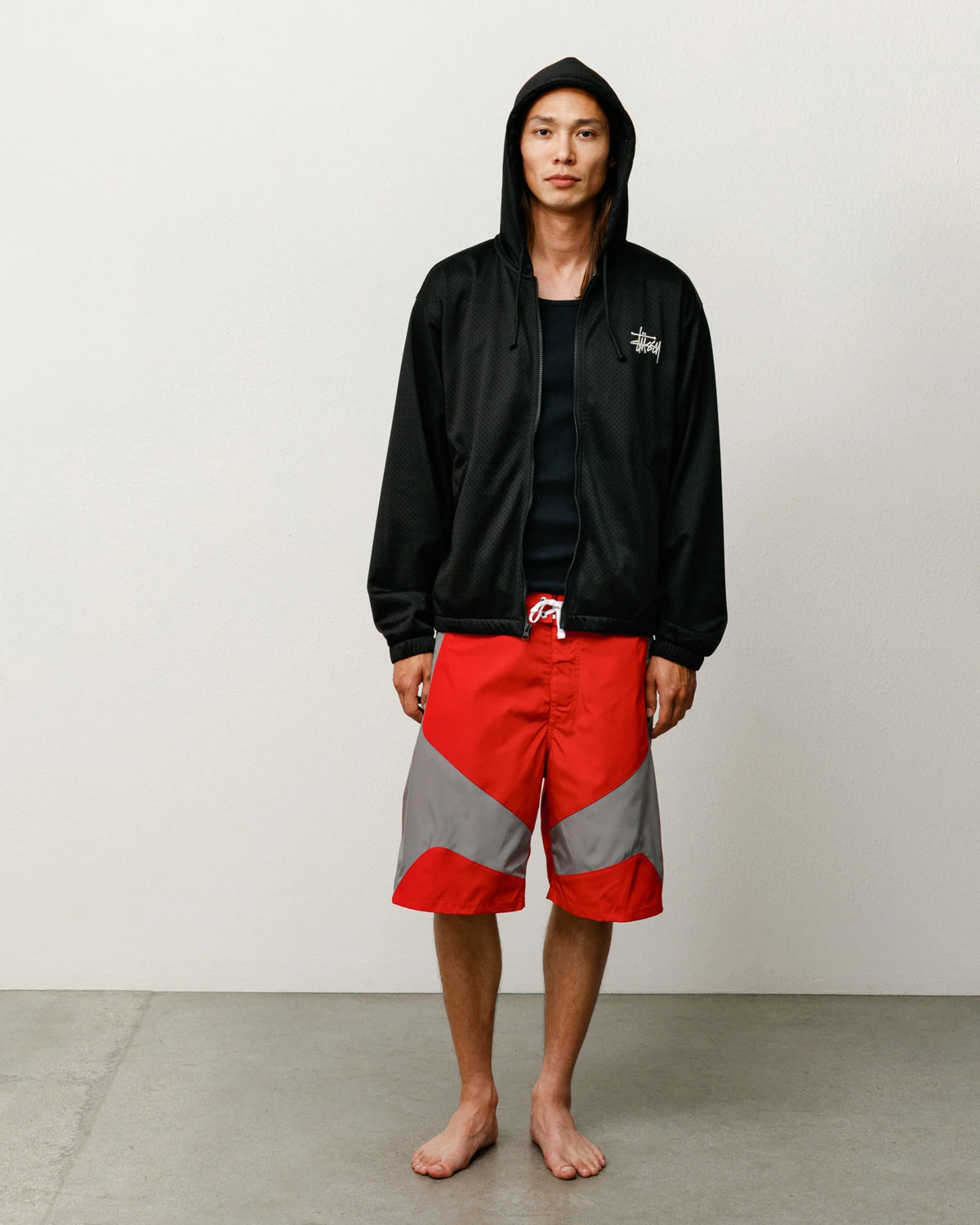 ATHLETIC MESH ZIP HOOD BLACK