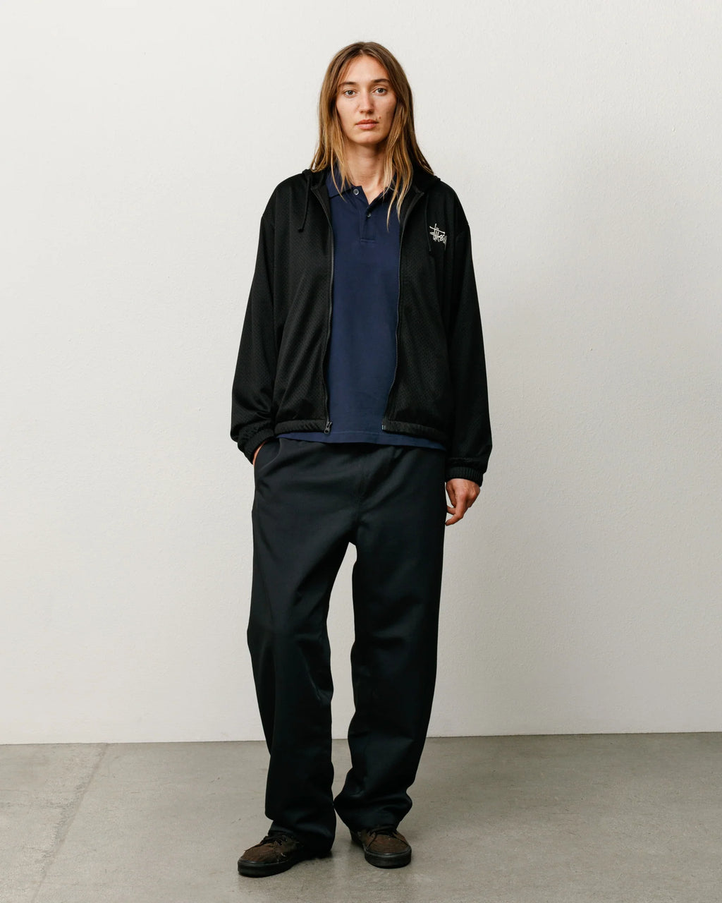 ATHLETIC MESH ZIP HOOD BLACK
