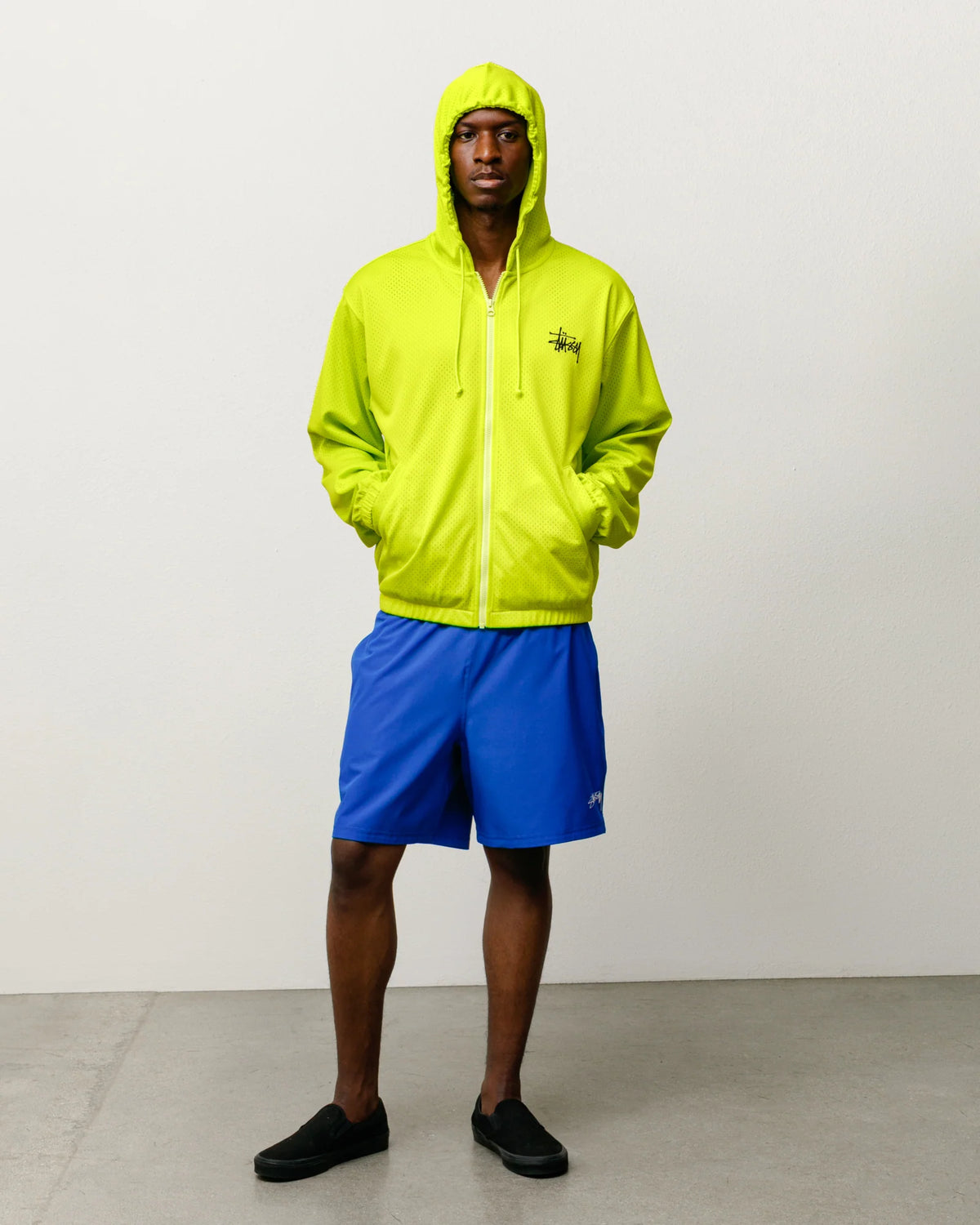 ATHLETIC MESH ZIP HOOD SAFETY GREEN