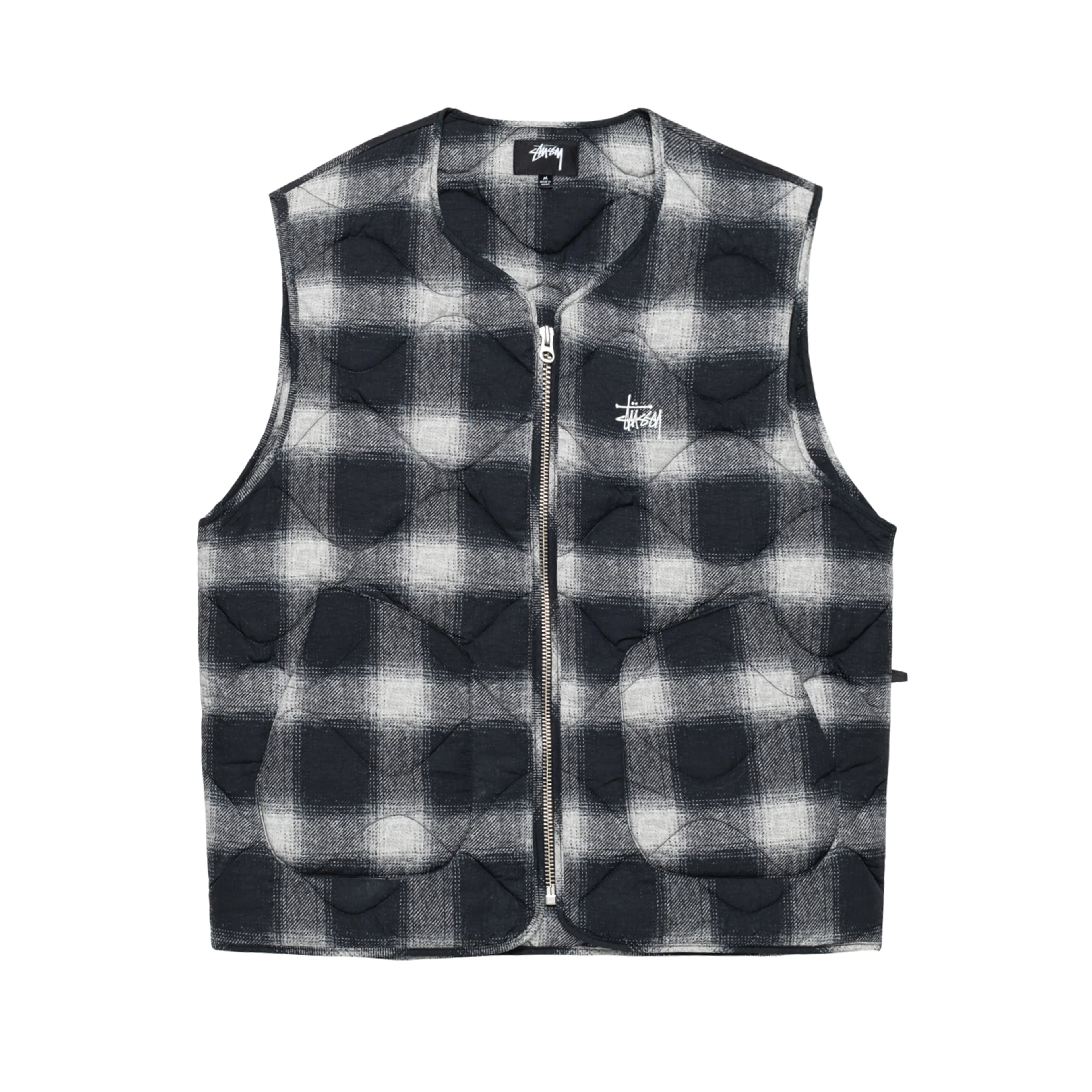 PLAID NYLON LINER VEST L