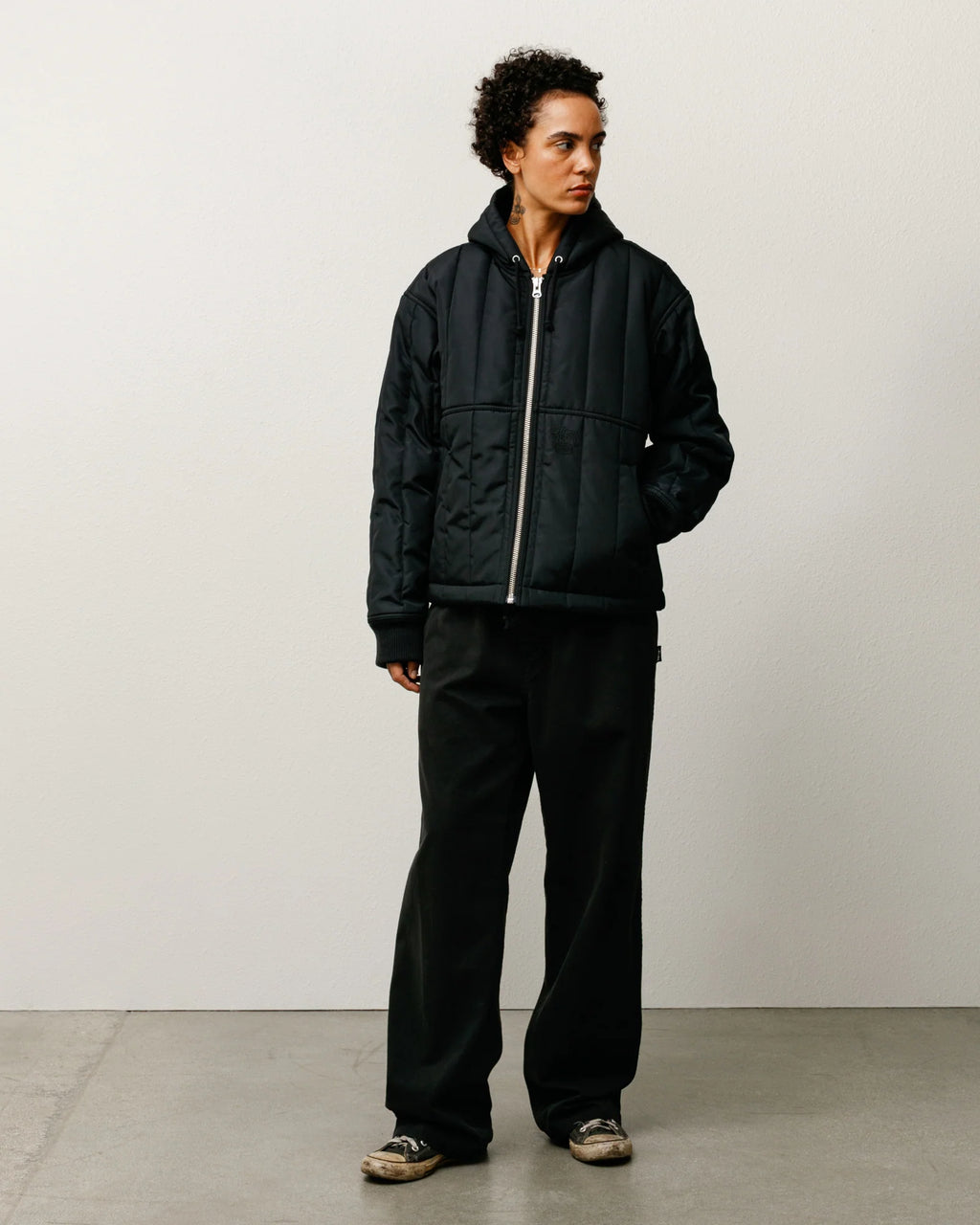 WORK JACKET QUILTED NYLON BLACK