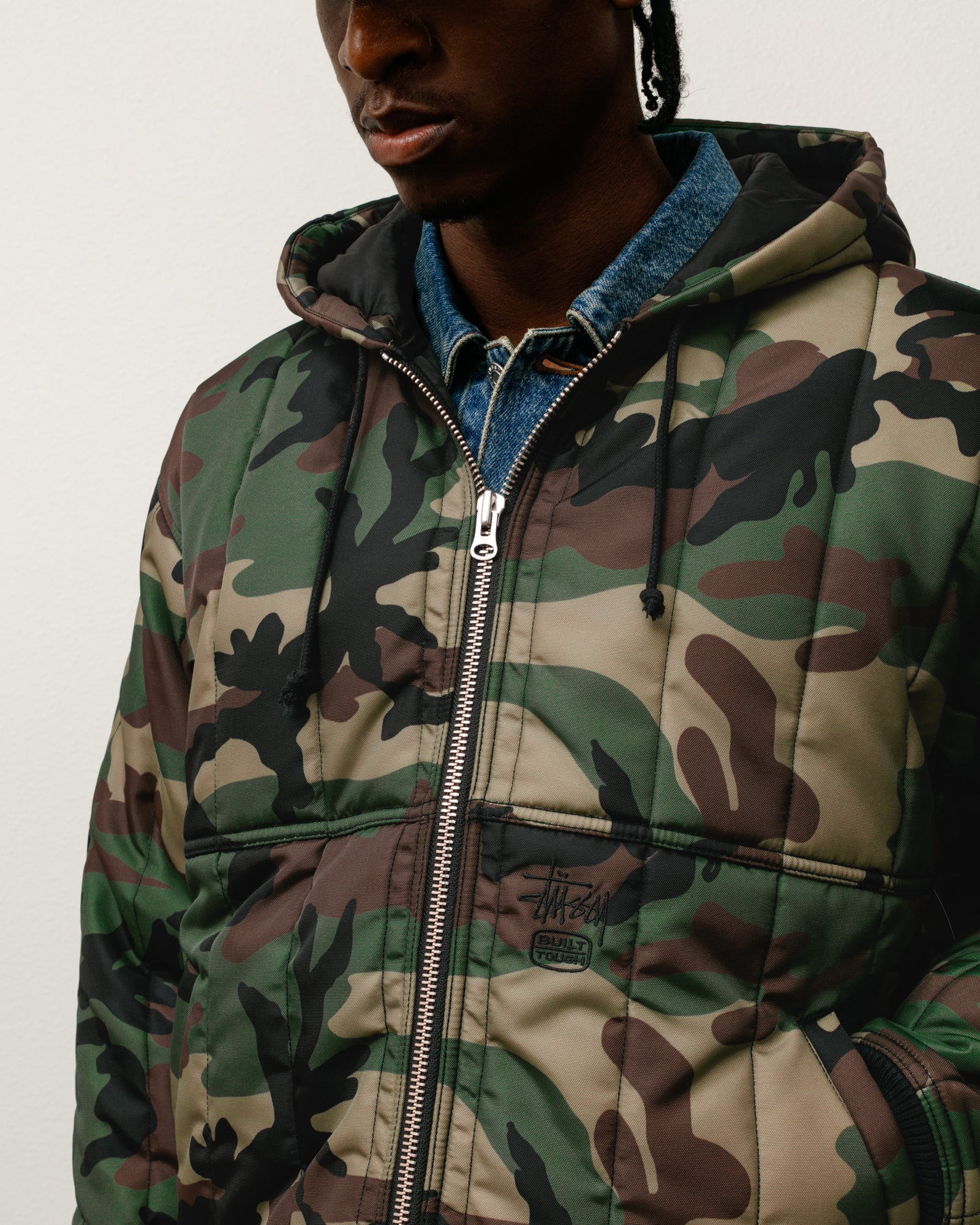 WORK JACKET QUILTED NYLON WOODLAND CAMO