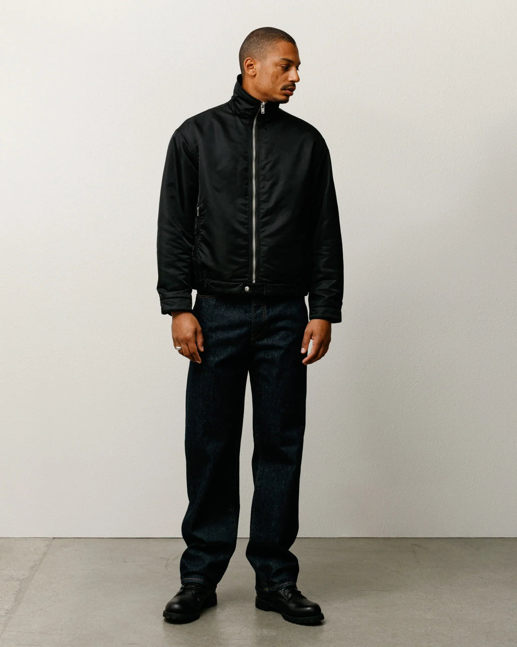 PILE LINED ZIP JACKET BLACK