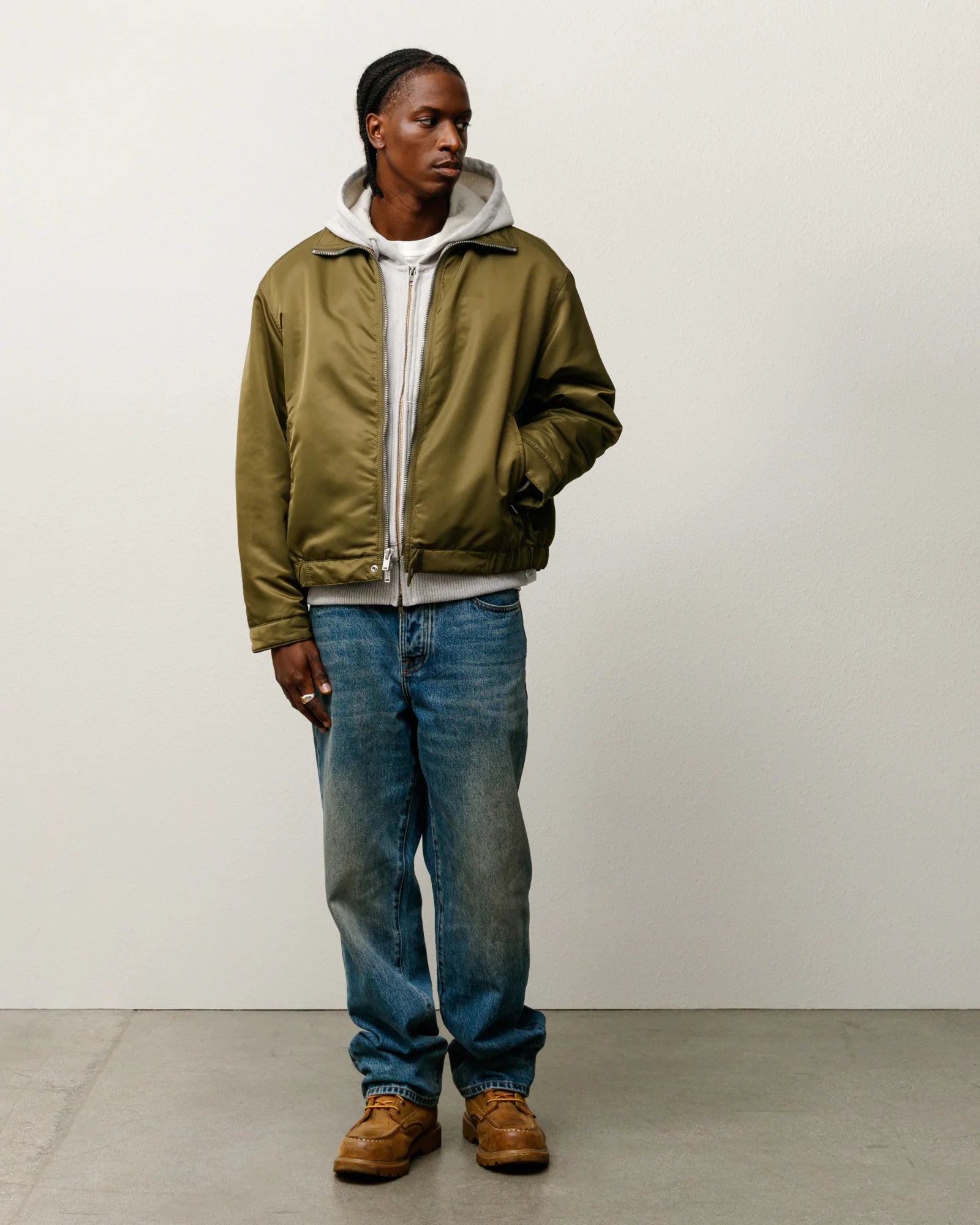 PILE LINED ZIP JACKET OLIVE