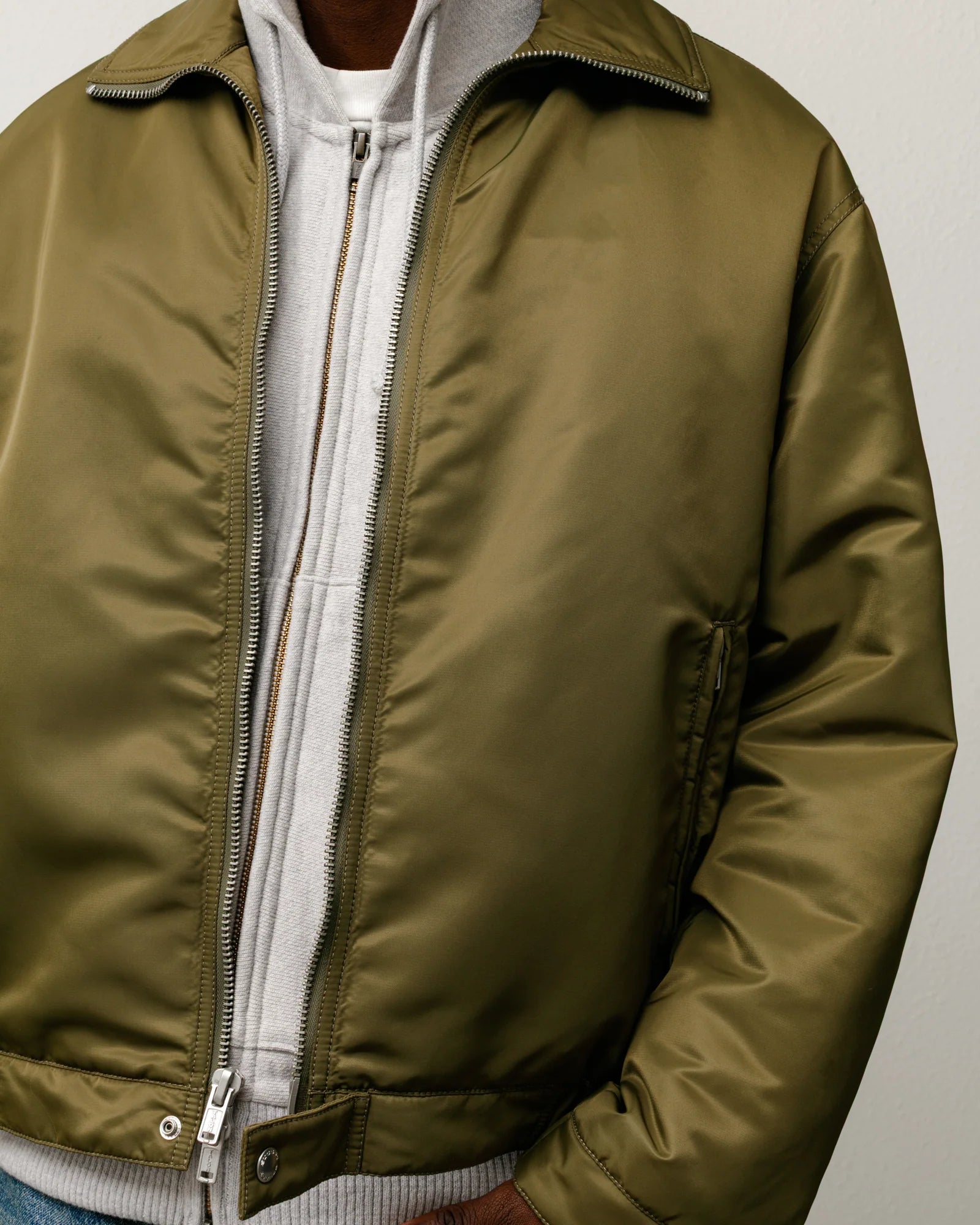 PILE LINED ZIP JACKET OLIVE