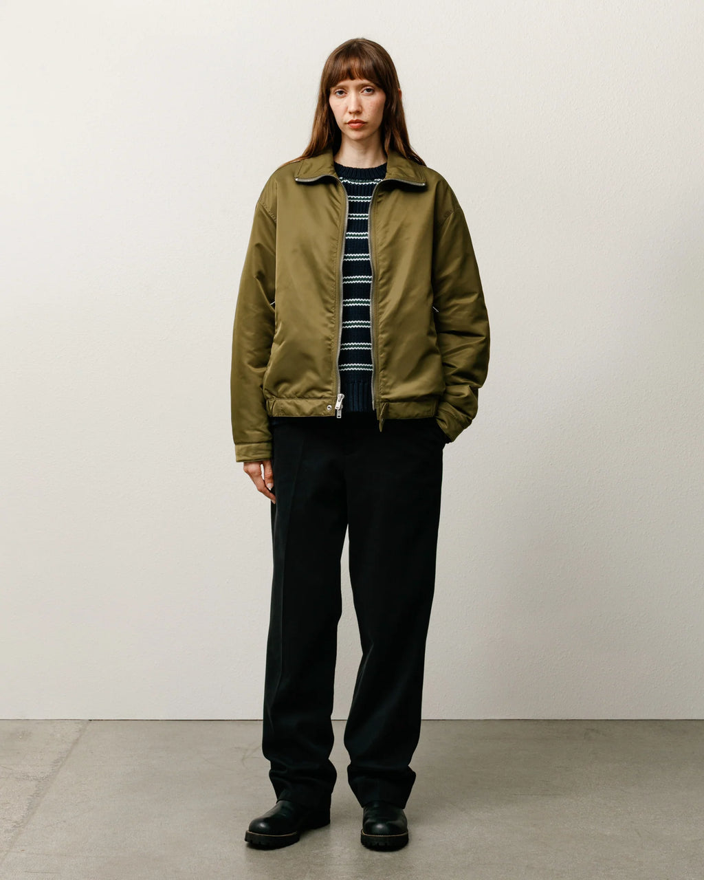 PILE LINED ZIP JACKET OLIVE