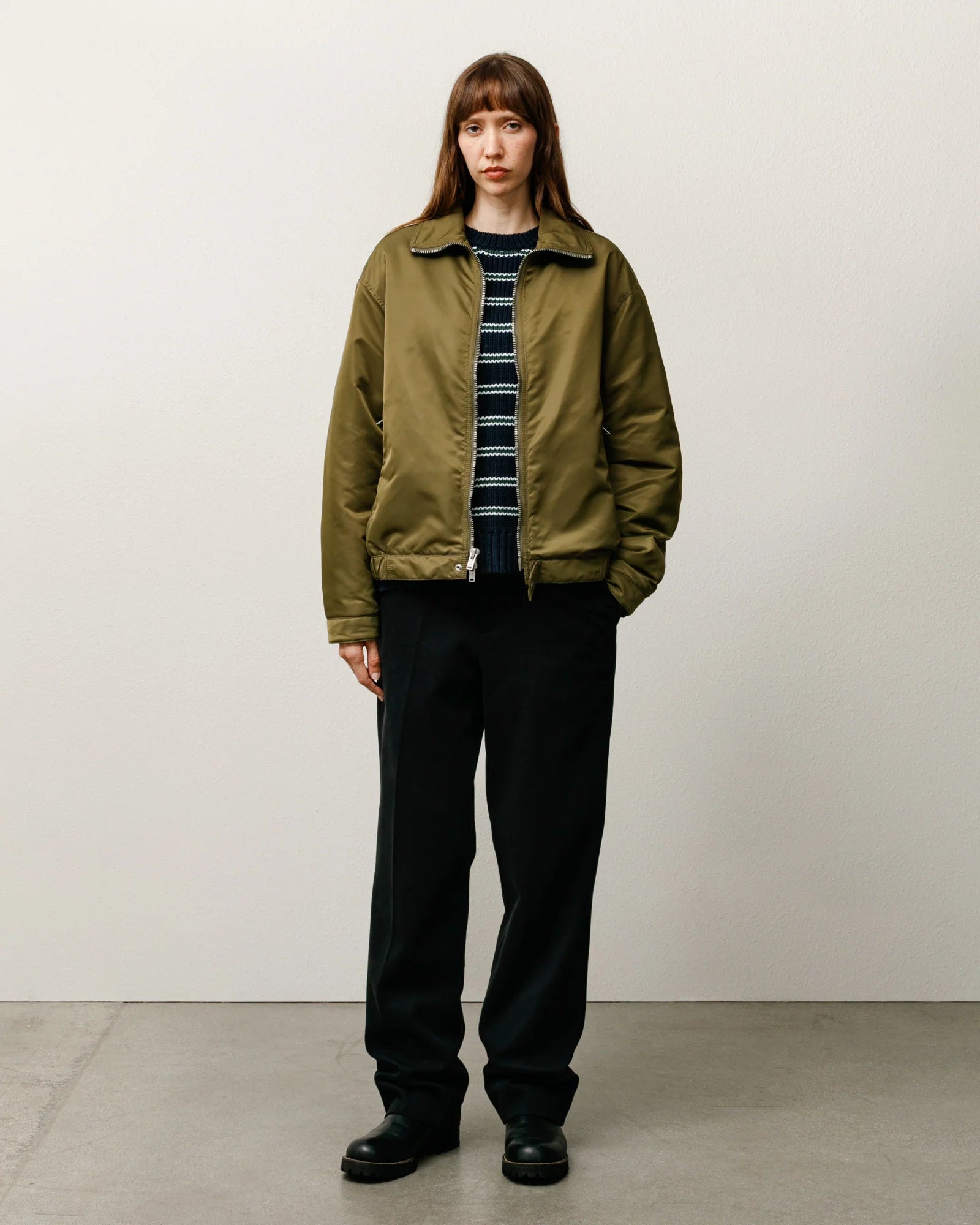 PILE LINED ZIP JACKET OLIVE
