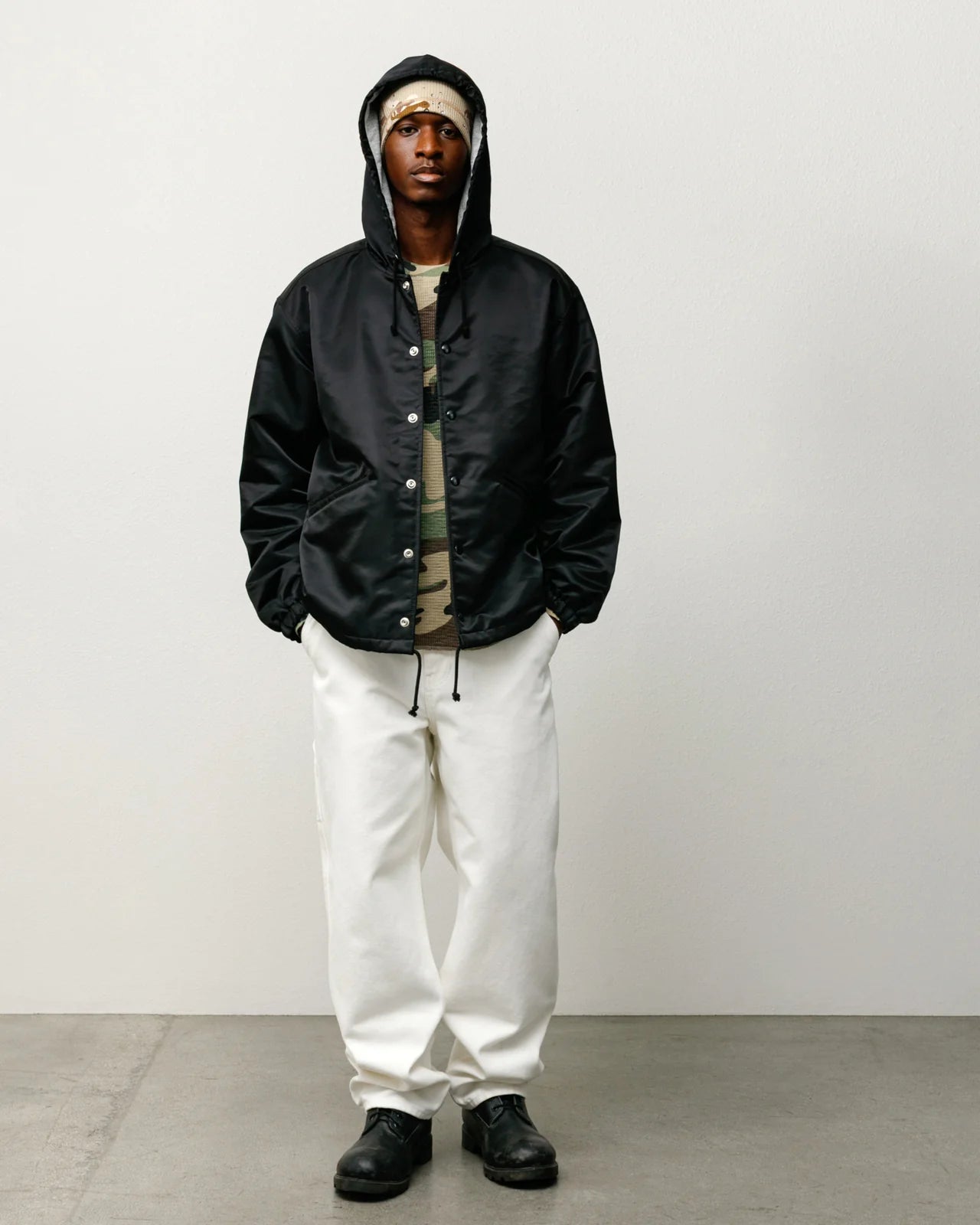 HOODED COACHES JACKET BLACK