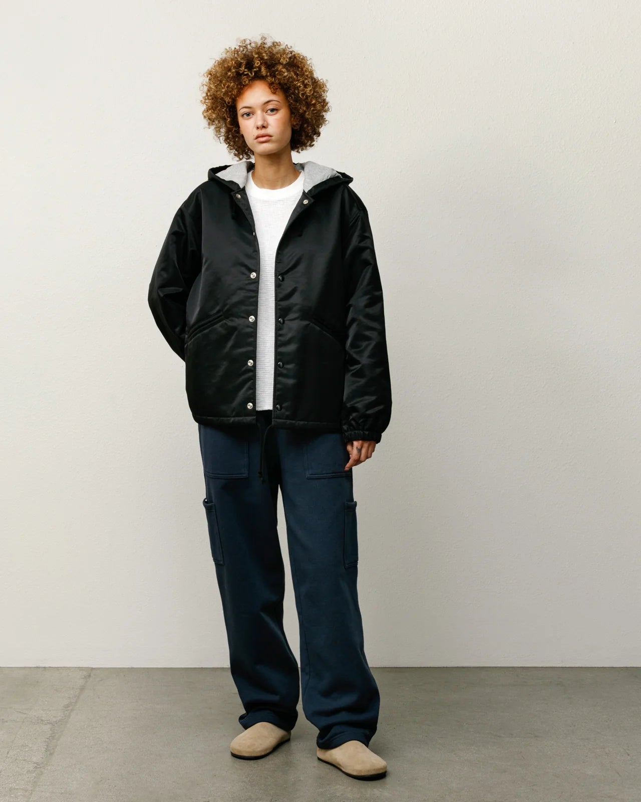 HOODED COACHES JACKET BLACK
