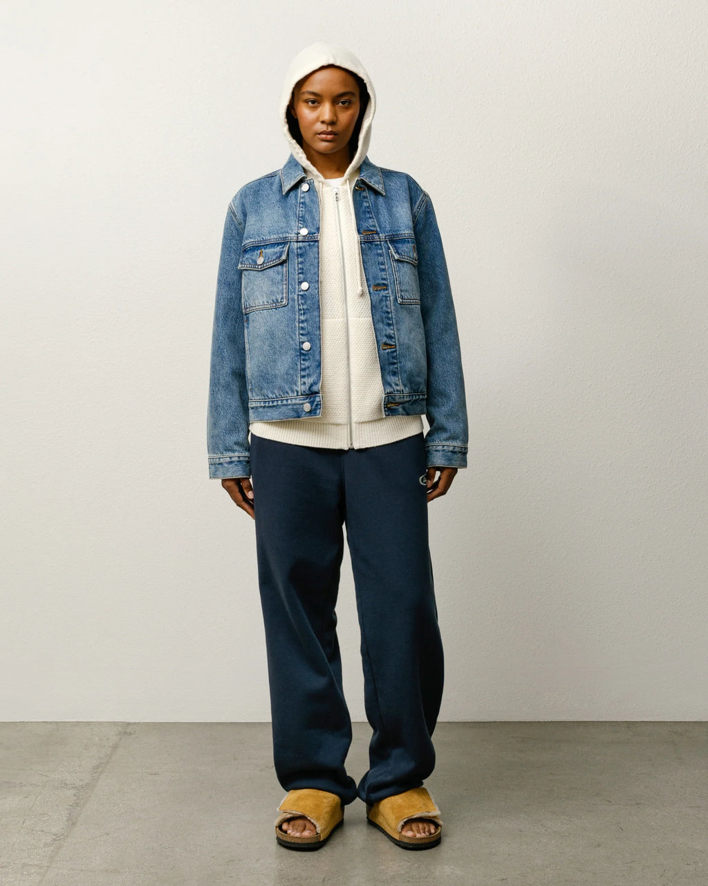 LINED DENIM TRUCKER INDIGO STONE